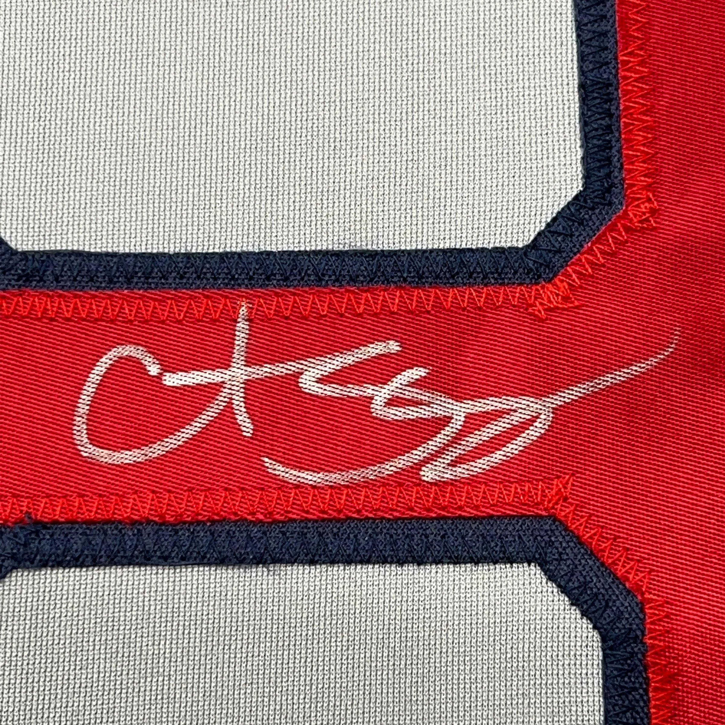 Framed Autographed/Signed Curt Schilling 35x39 Boston Grey Baseball Jersey JSA COA - Image 2