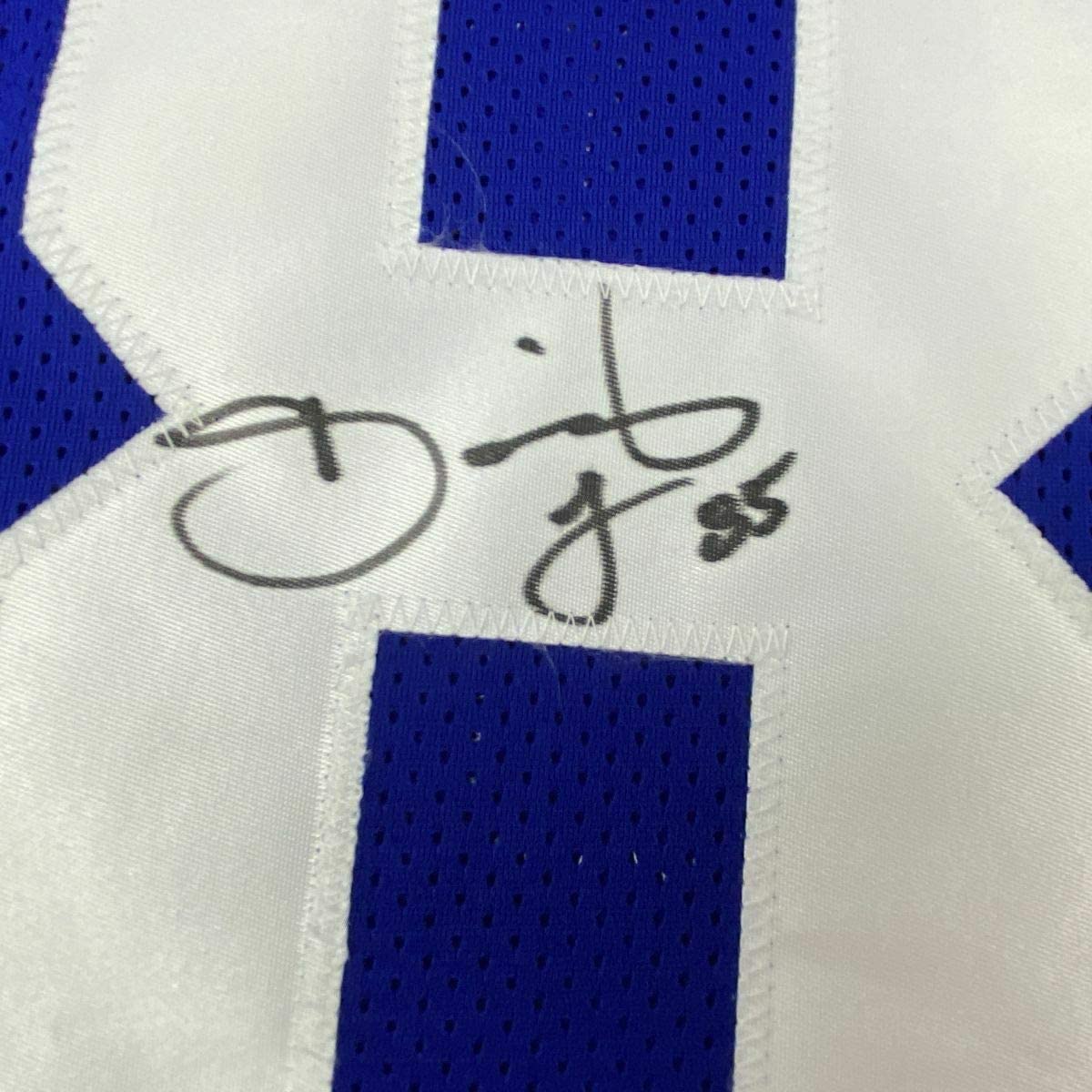Framed Autographed/Signed David Tyree 35x39 New York Blue Super Bowl XLII Catch Football Jersey JSA COA - Image 2