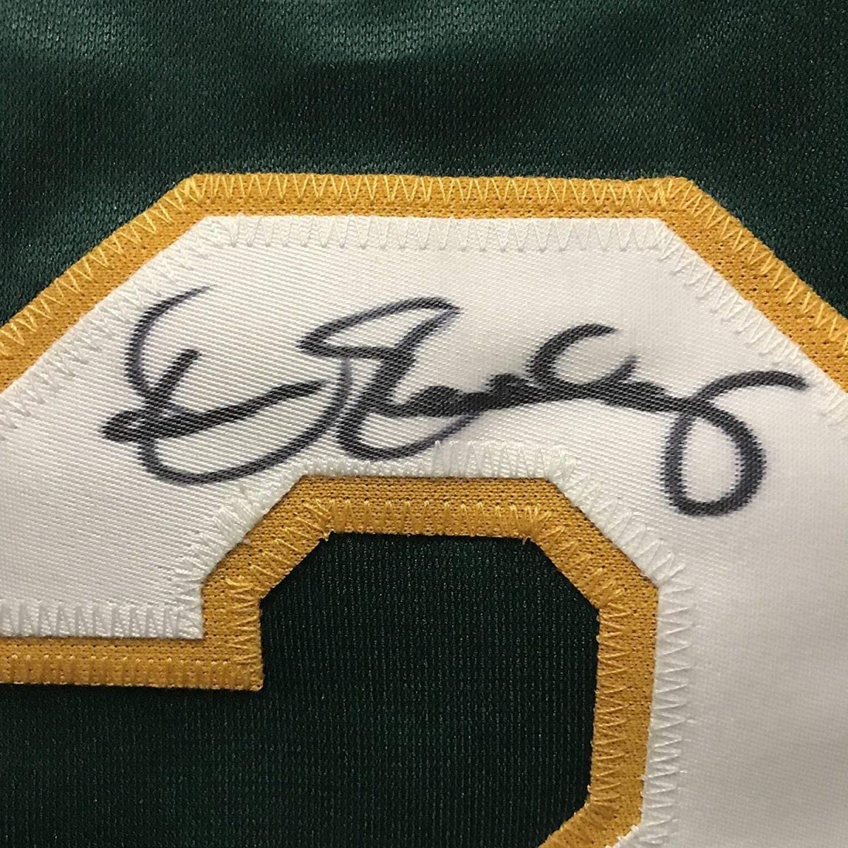 Framed Autographed/Signed Dennis Eckersley 35x39 Oakland Green Baseball Jersey JSA COA - Image 2