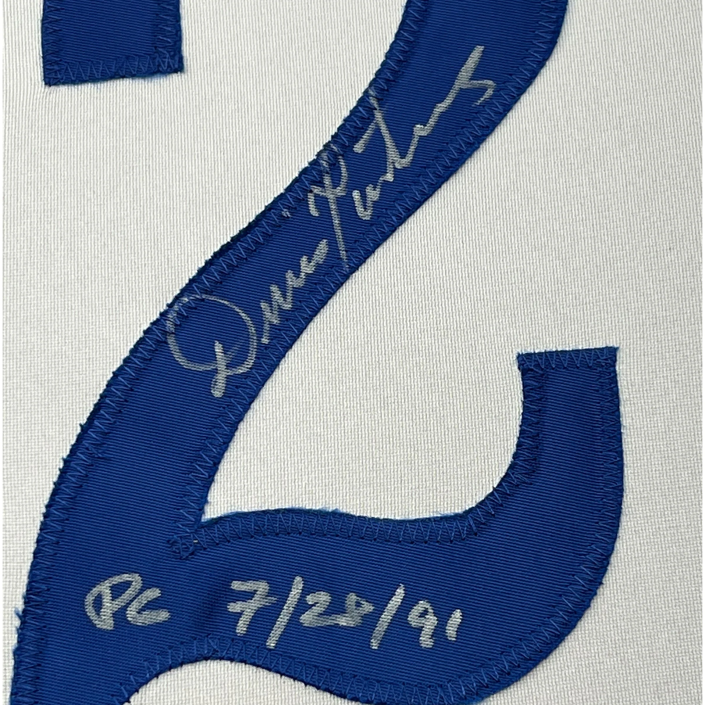Framed Autographed/Signed Dennis Martinez 35x39 Montreal White Baseball Jersey JSA COA - Image 2