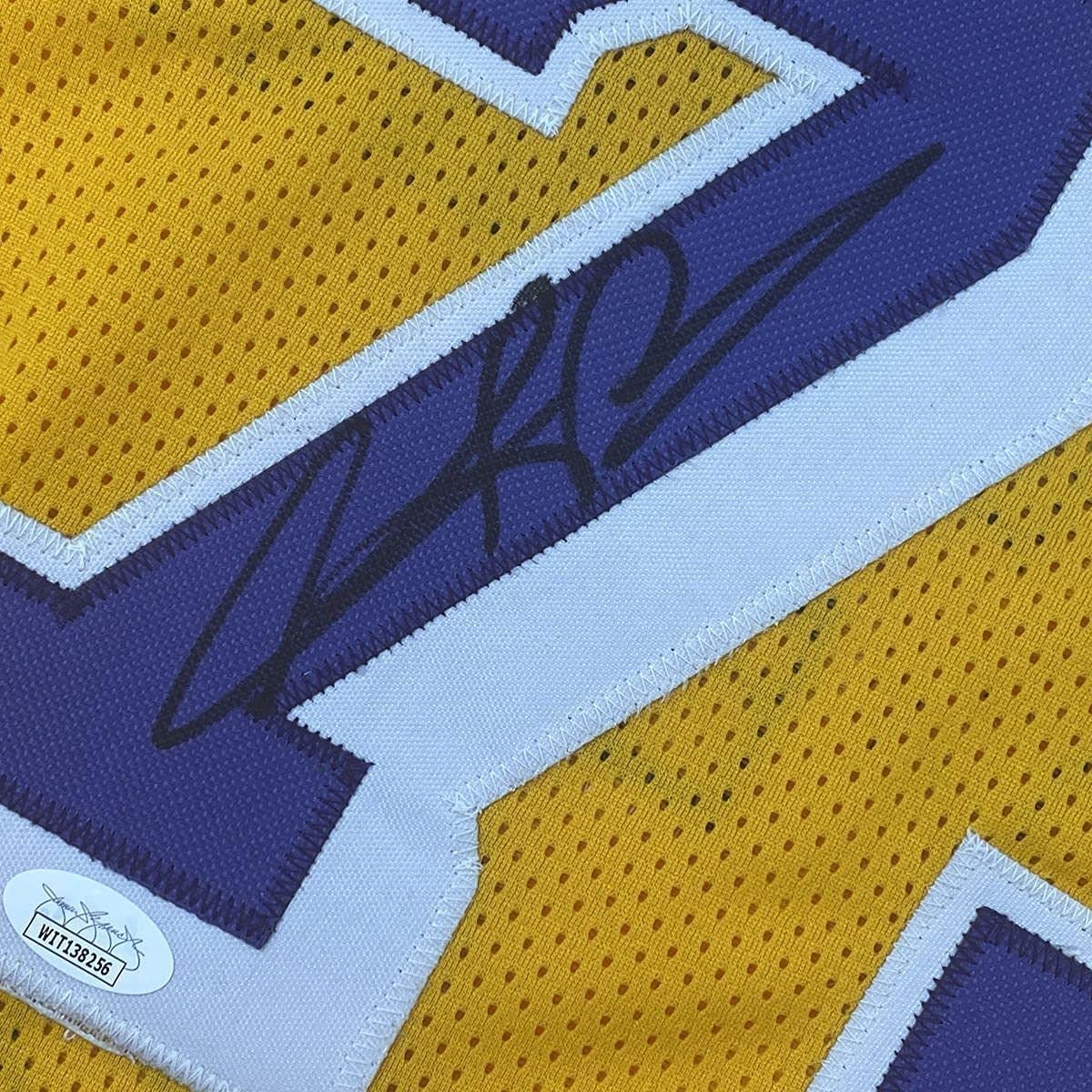 Framed Autographed/Signed Dennis Rodman 35x39 Los Angeles LA Yellow Basketball Jersey JSA COA #2 - Image 2