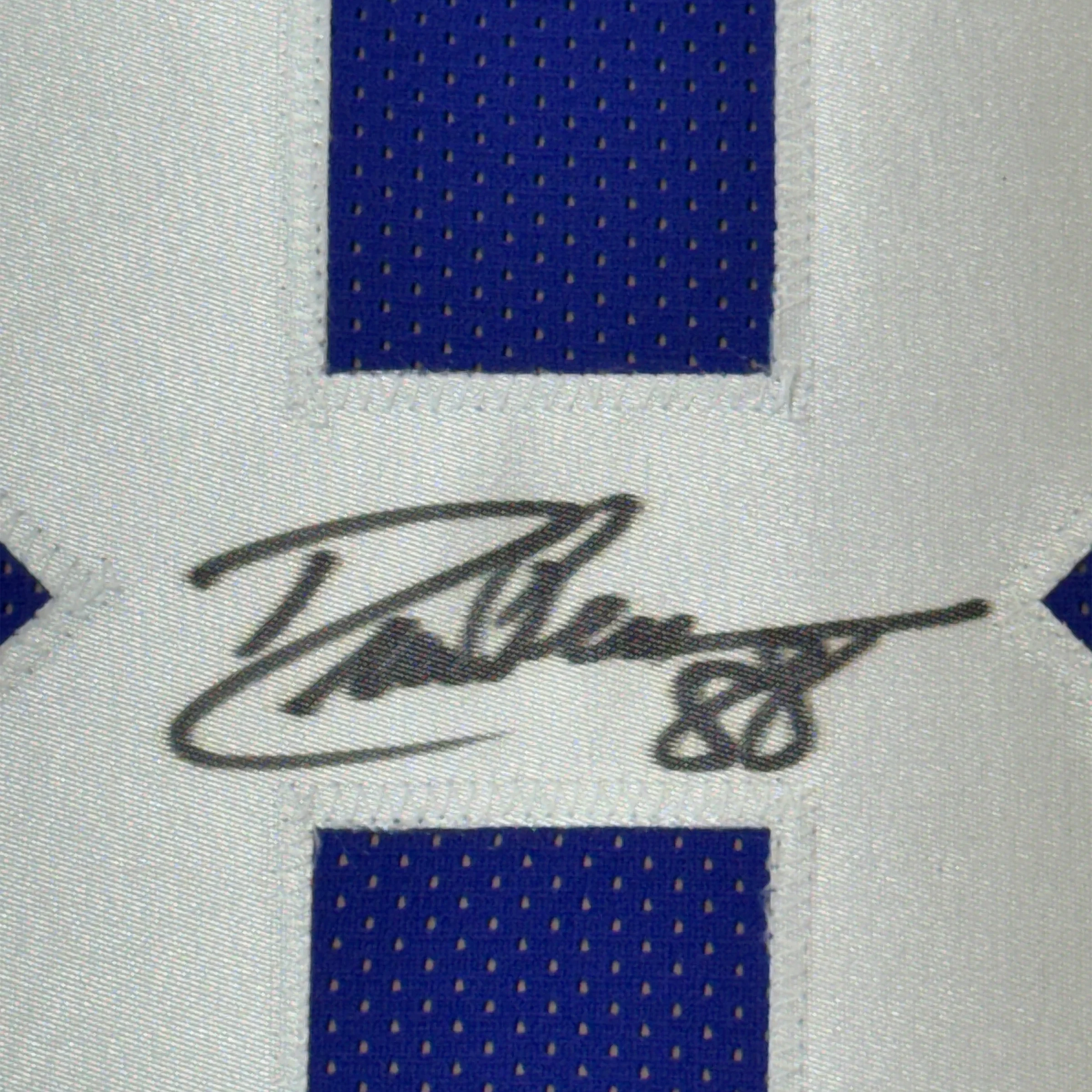 Framed Autographed/Signed Drew Pearson 35x39 Dallas Blue Football Jersey JSA COA - Image 2