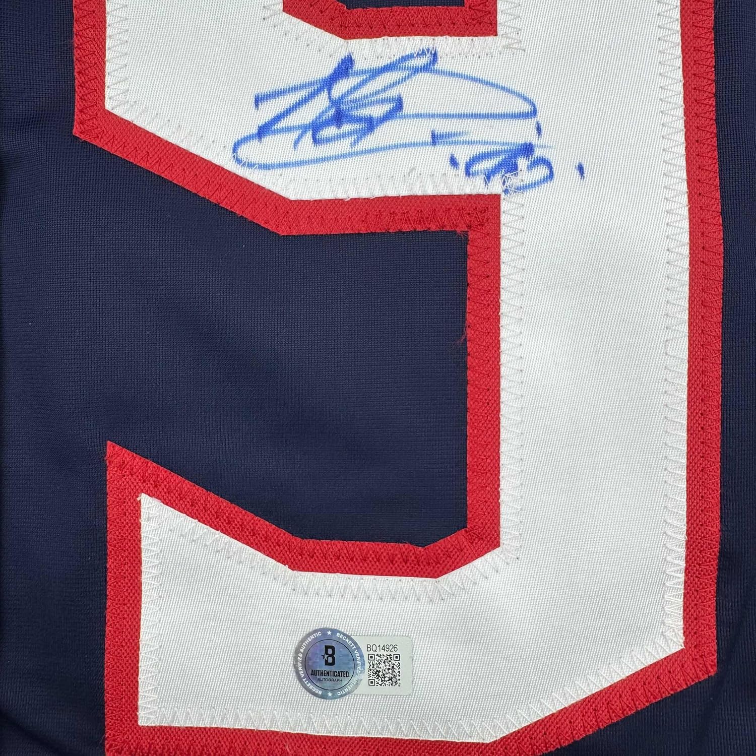 Framed Autographed/Signed Elvis Merzlikins 35x39 Columbus Blue Hockey Jersey Beckett BAS COA - Image 2