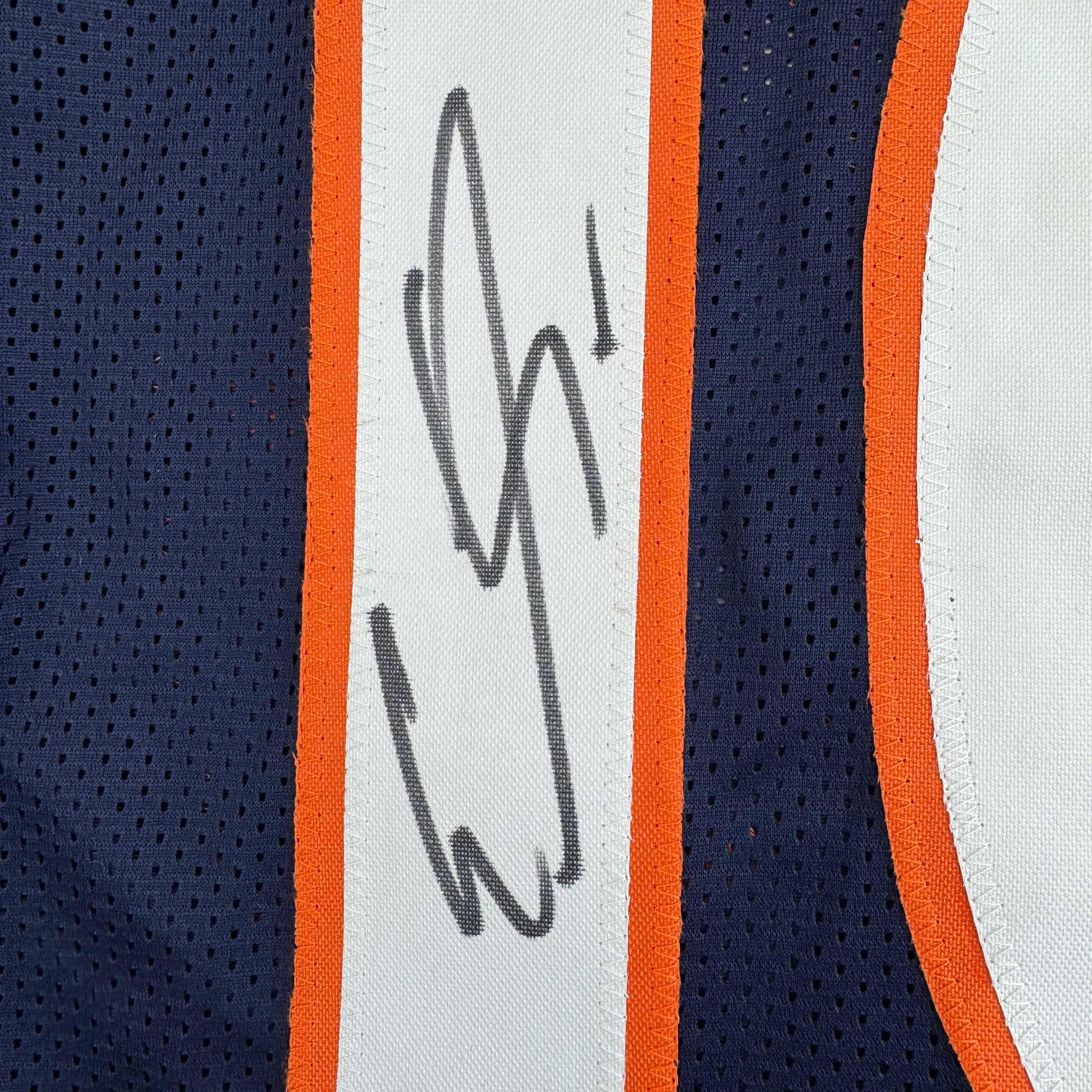 Framed Autographed/Signed Emmanuel Sanders 35x39 Denver Blue Football Jersey JSA COA - Image 2