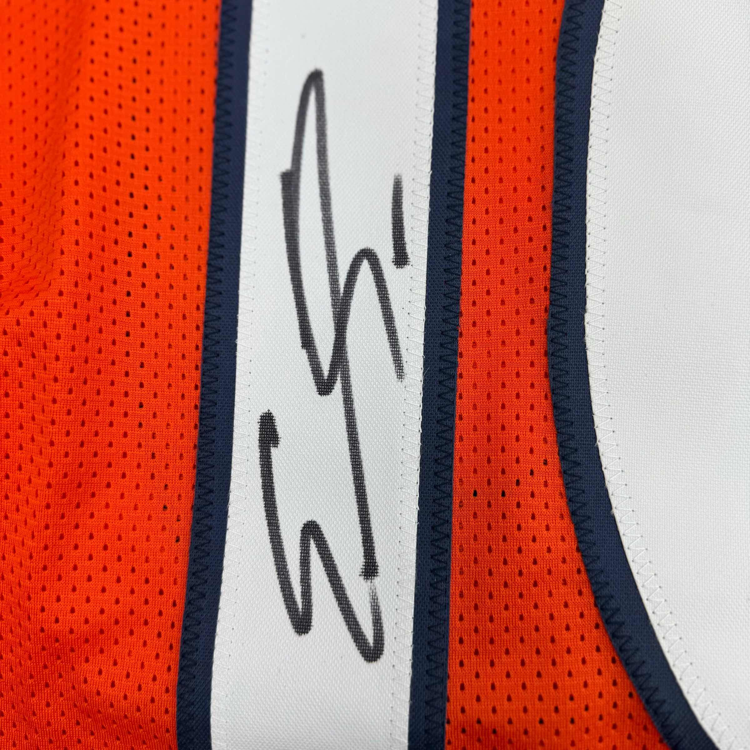 Framed Autographed/Signed Emmanuel Sanders 35x39 Denver Orange Football Jersey JSA COA - Image 2