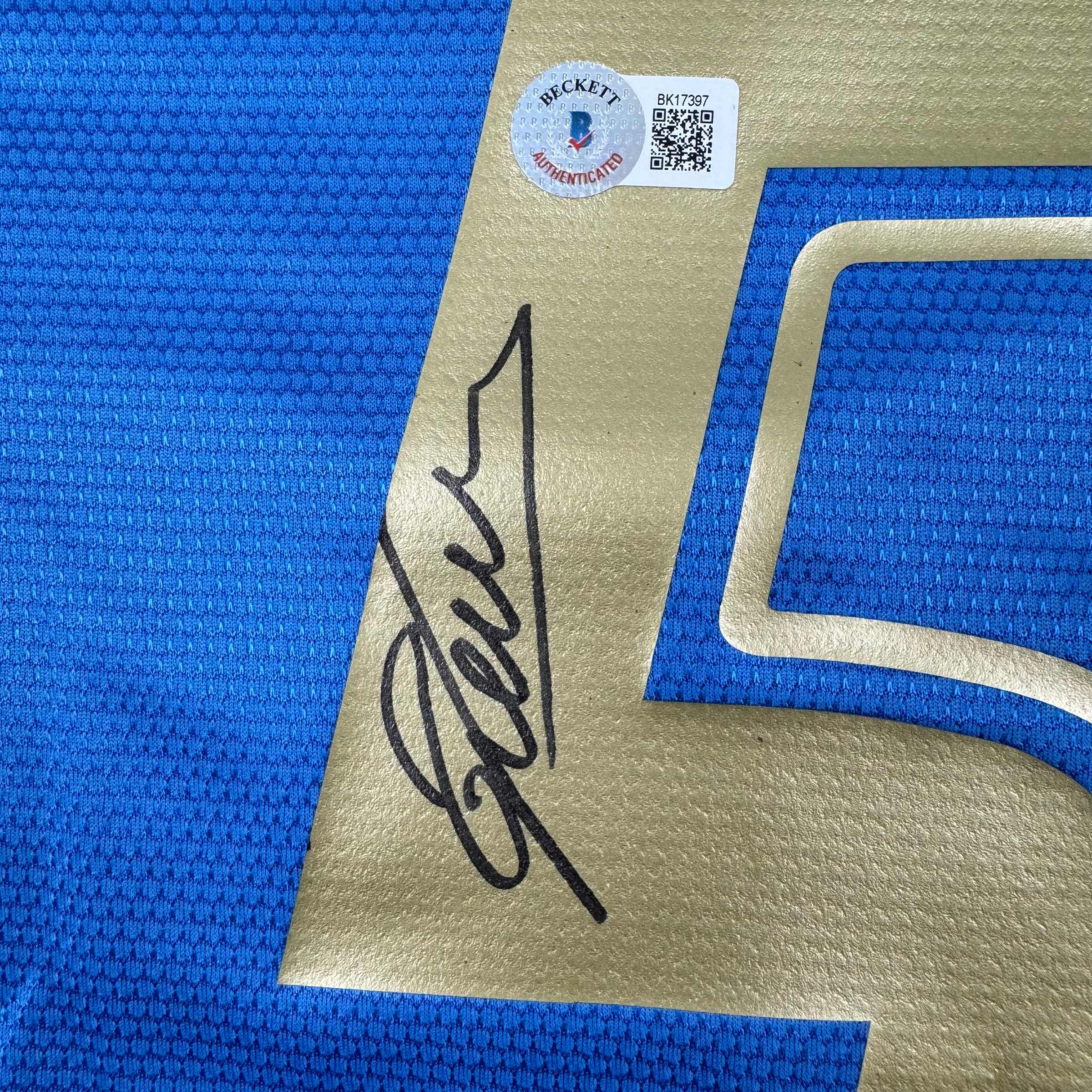 Framed Autographed/Signed Fabio Cannavaro 35x39 Italy Blue Soccer Futbol Jersey Beckett BAS COA - Image 2