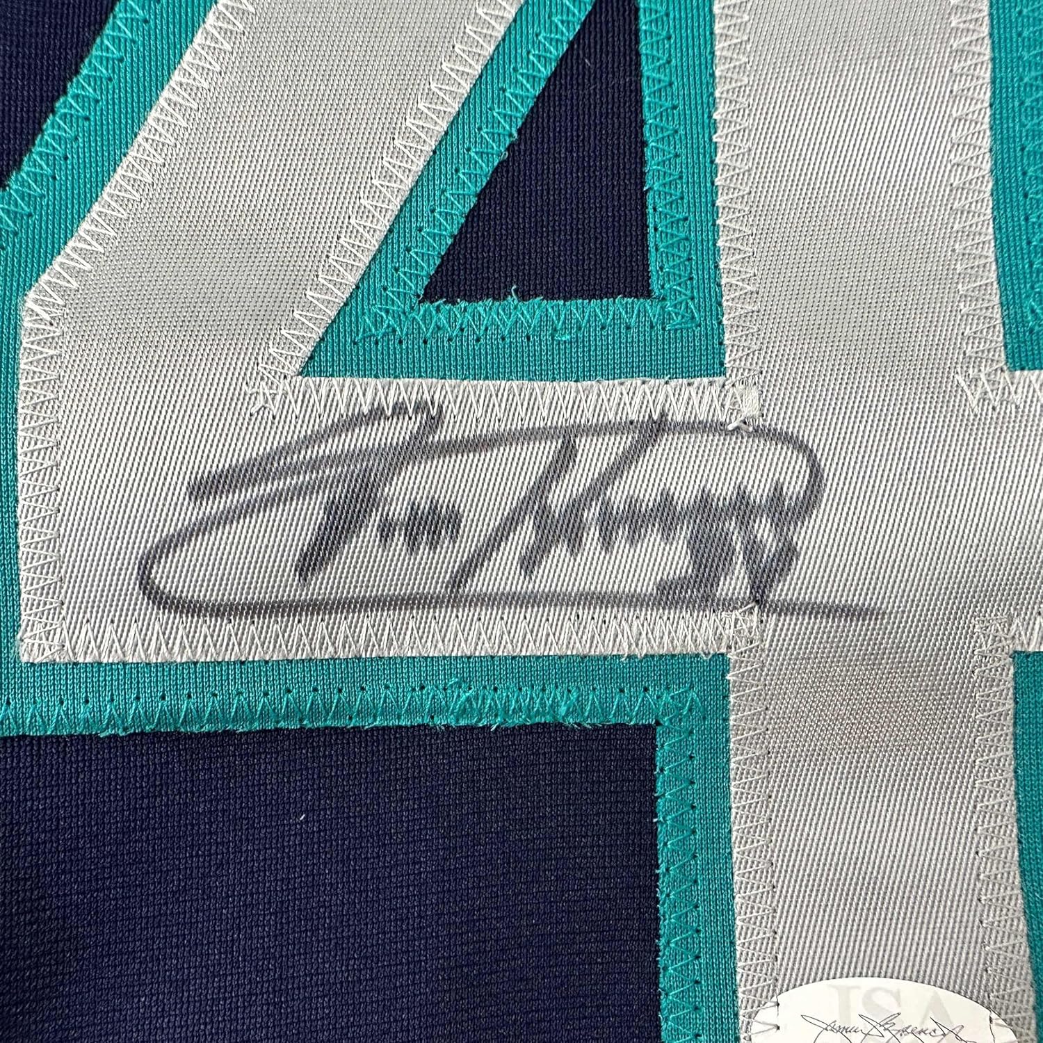 Framed Autographed/Signed Felix Hernandez 35x39 Seattle Blue Baseball Jersey JSA COA - Image 2