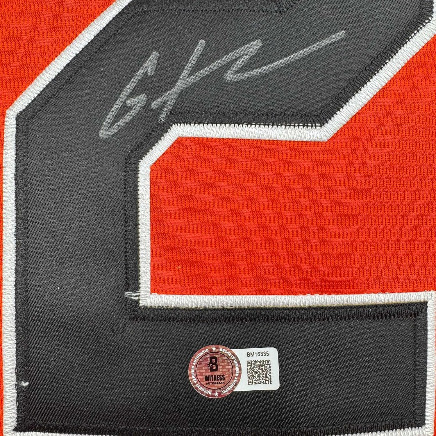 Framed Autographed/Signed Gunnar Henderson 35x39 Baltimore Orange Baseball Jersey Beckett BAS COA - Image 2