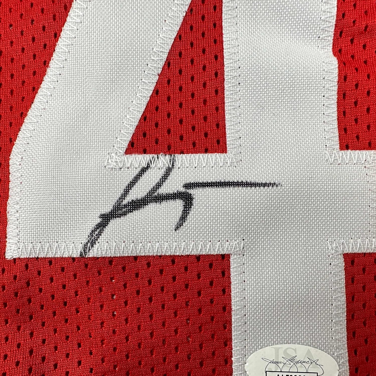 Framed Autographed/Signed Jalen Green 35x39 #4 Houston Red Basketball Jersey JSA COA - Image 2