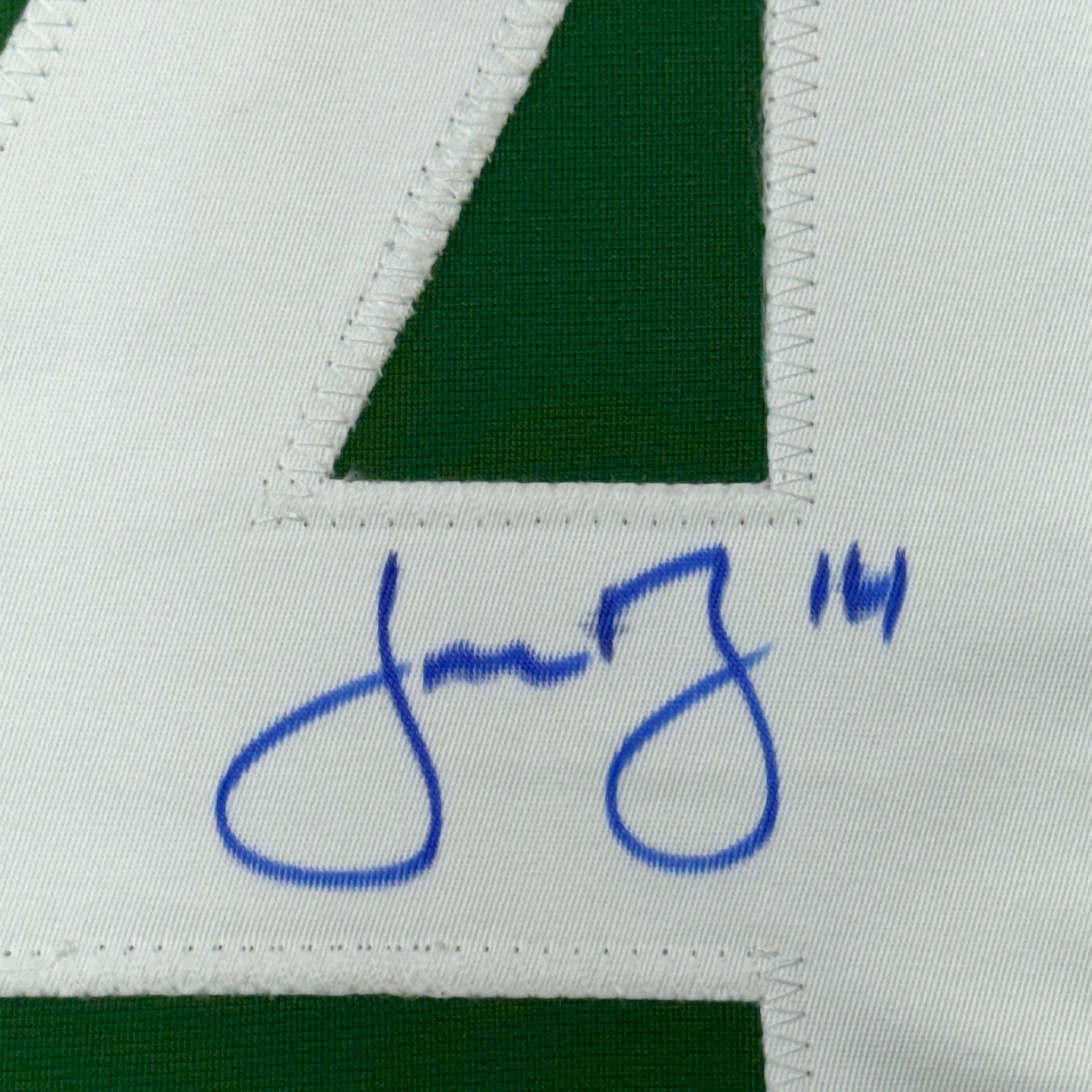 Framed Autographed/Signed Jamie Benn 35x39 Dallas Green Retro Hockey Jersey JSA COA - Image 2