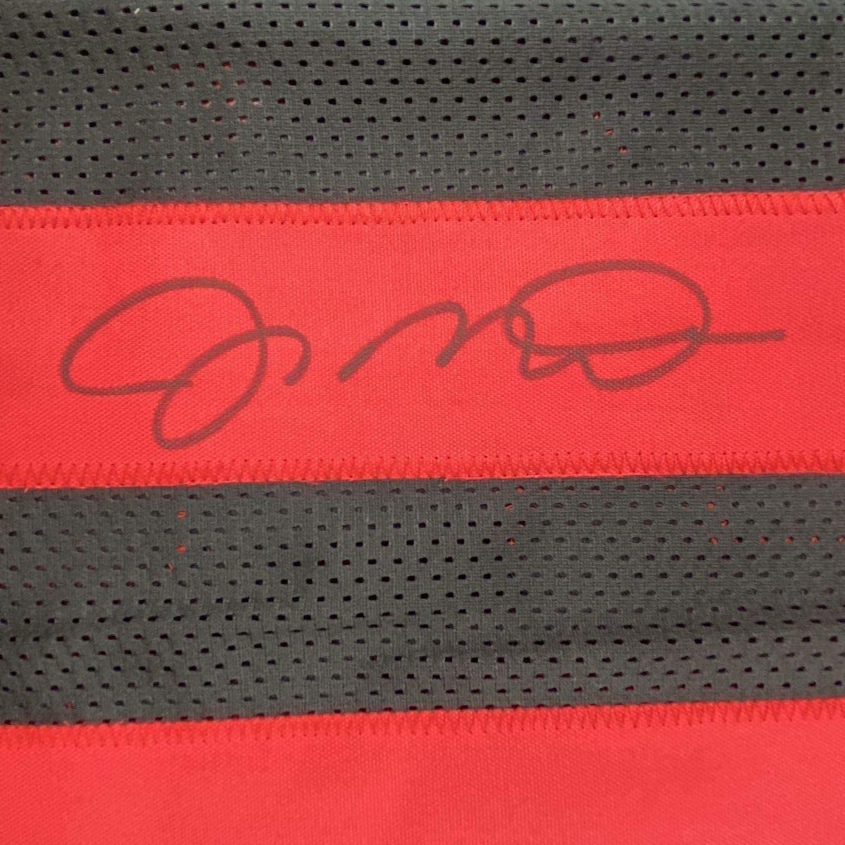 Framed Autographed/Signed Joe Montana 35x39 San Francisco Black Football Jersey JSA COA - Image 2