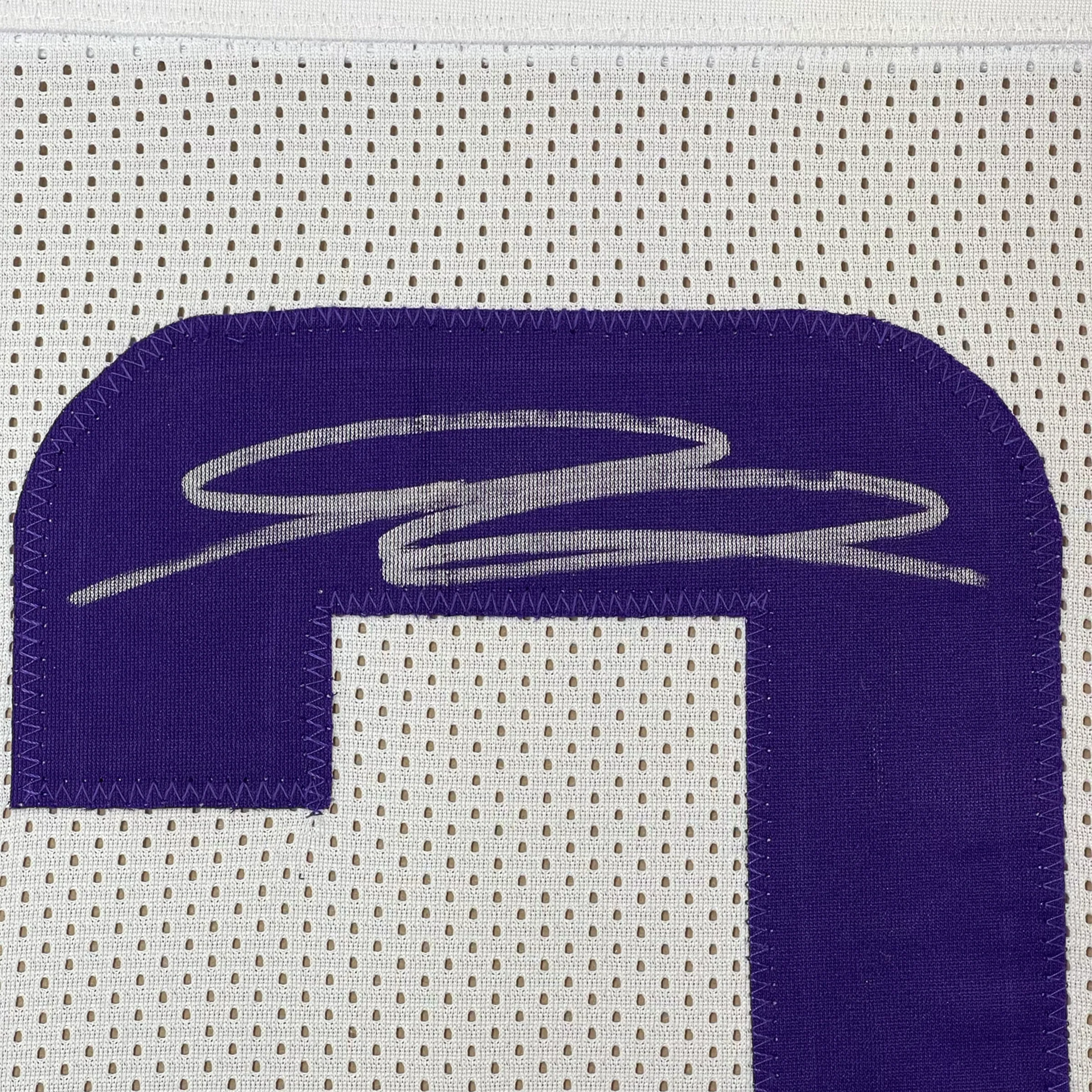 Framed Autographed/Signed Jordan Addison 35x39 Minnesota White Football Jersey Beckett BAS COA - Image 2
