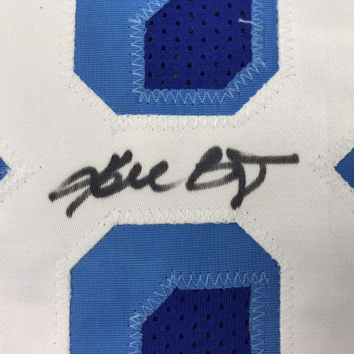 Framed Autographed/Signed Kobe Bryant 35x39 Los Angeles LA Retro Blue Basketball Jersey PSA/DNA COA - Image 2