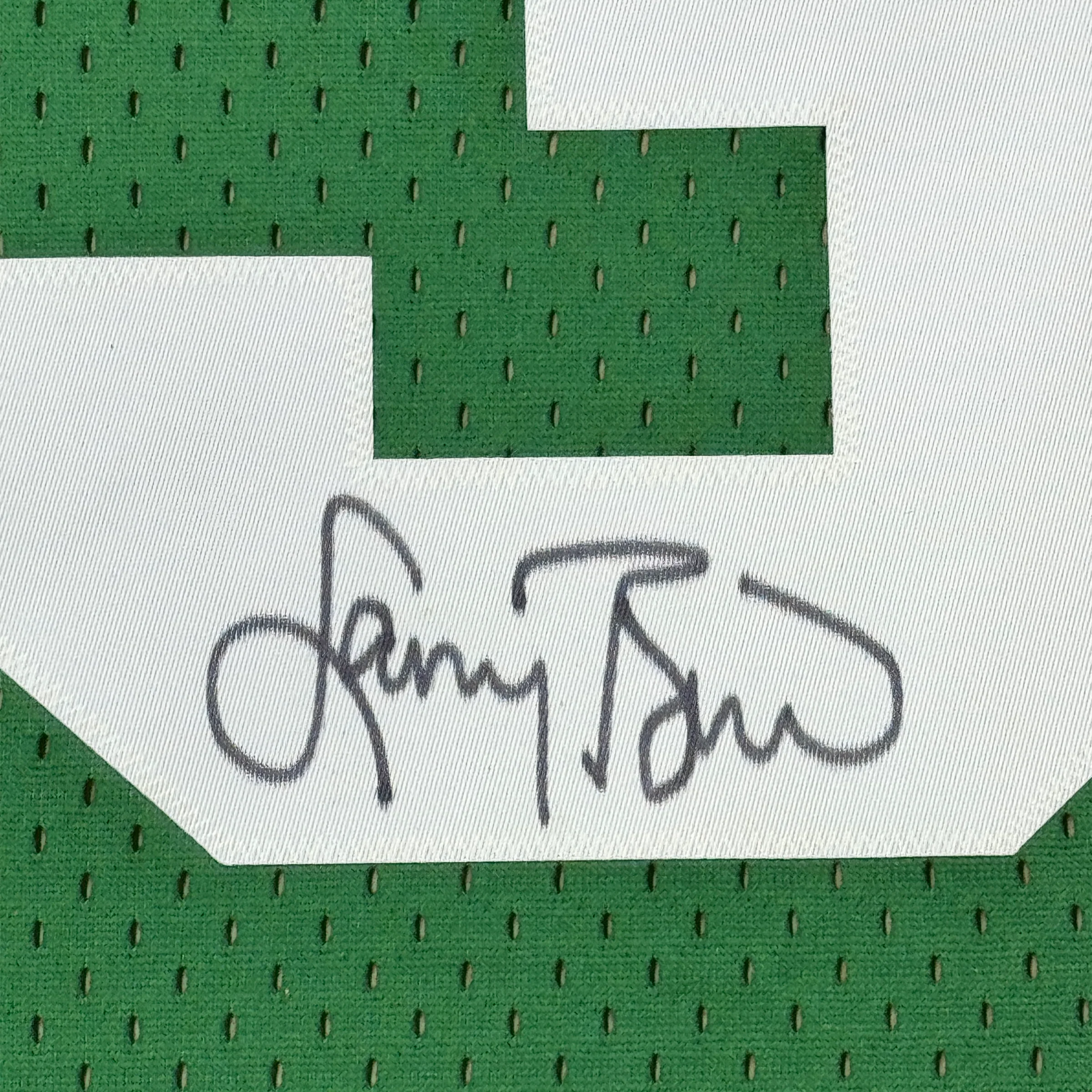 Framed Autographed/Signed Larry Bird 35x39 Boston Split Basketball Jersey Beckett BAS COA - Image 2