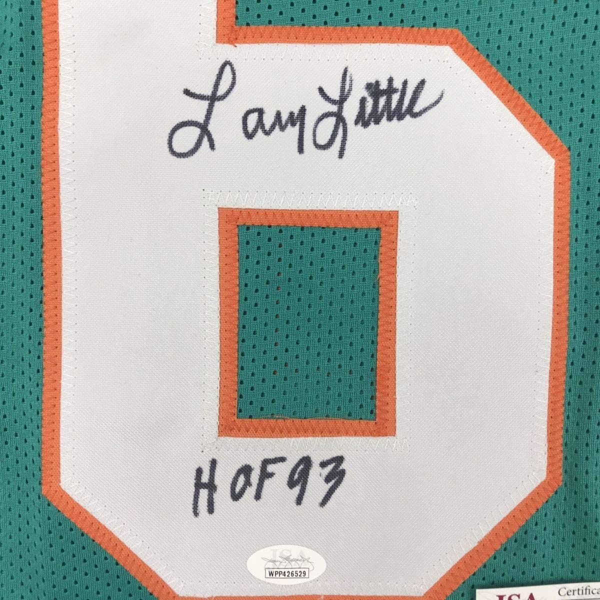 Framed Autographed/Signed Larry Little HOF 93 35x39 Miami Teal Football Jersey JSA COA - Image 2
