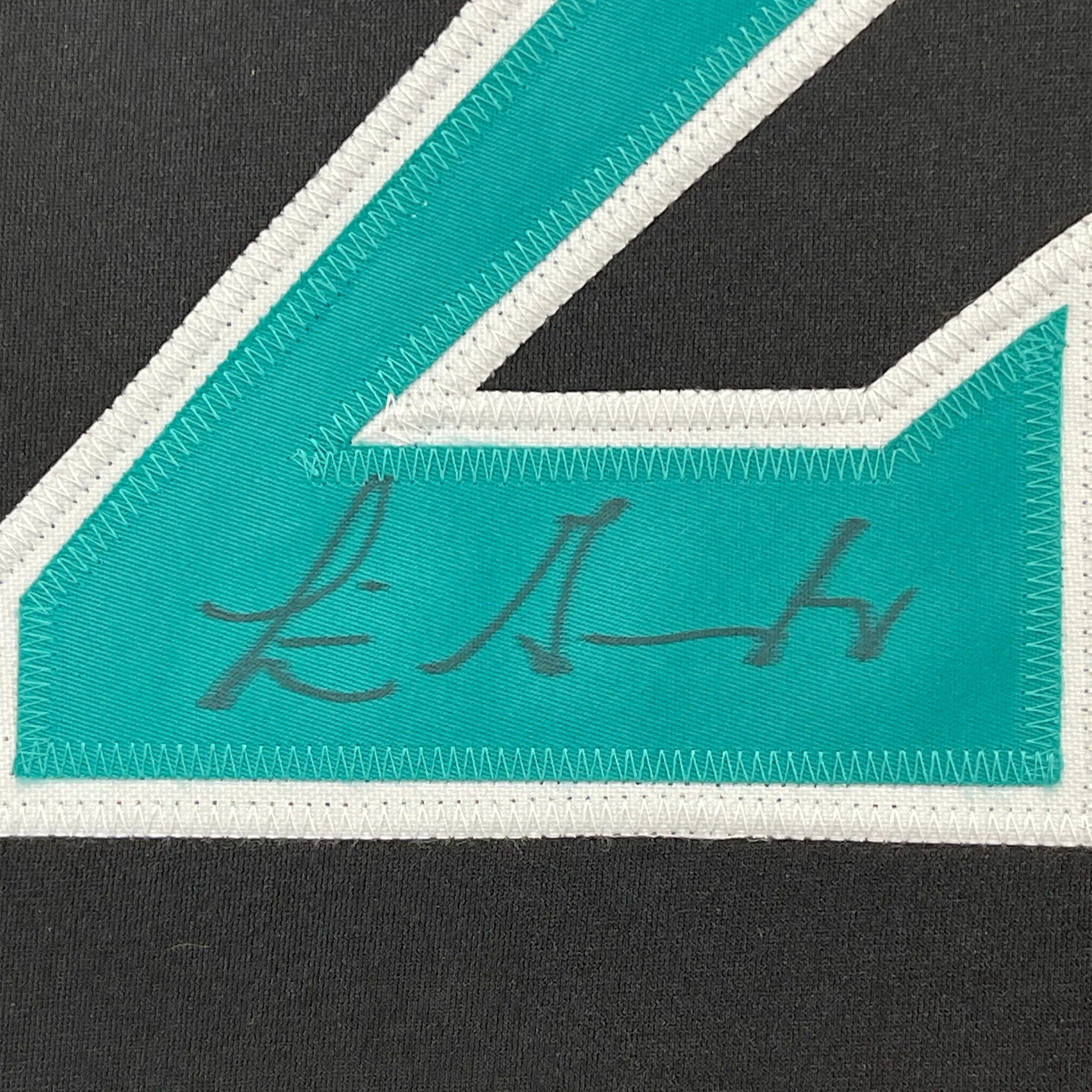 Framed Autographed/Signed Luis Gonzalez 35x39 Arizona Black Baseball Jersey JSA COA - Image 2