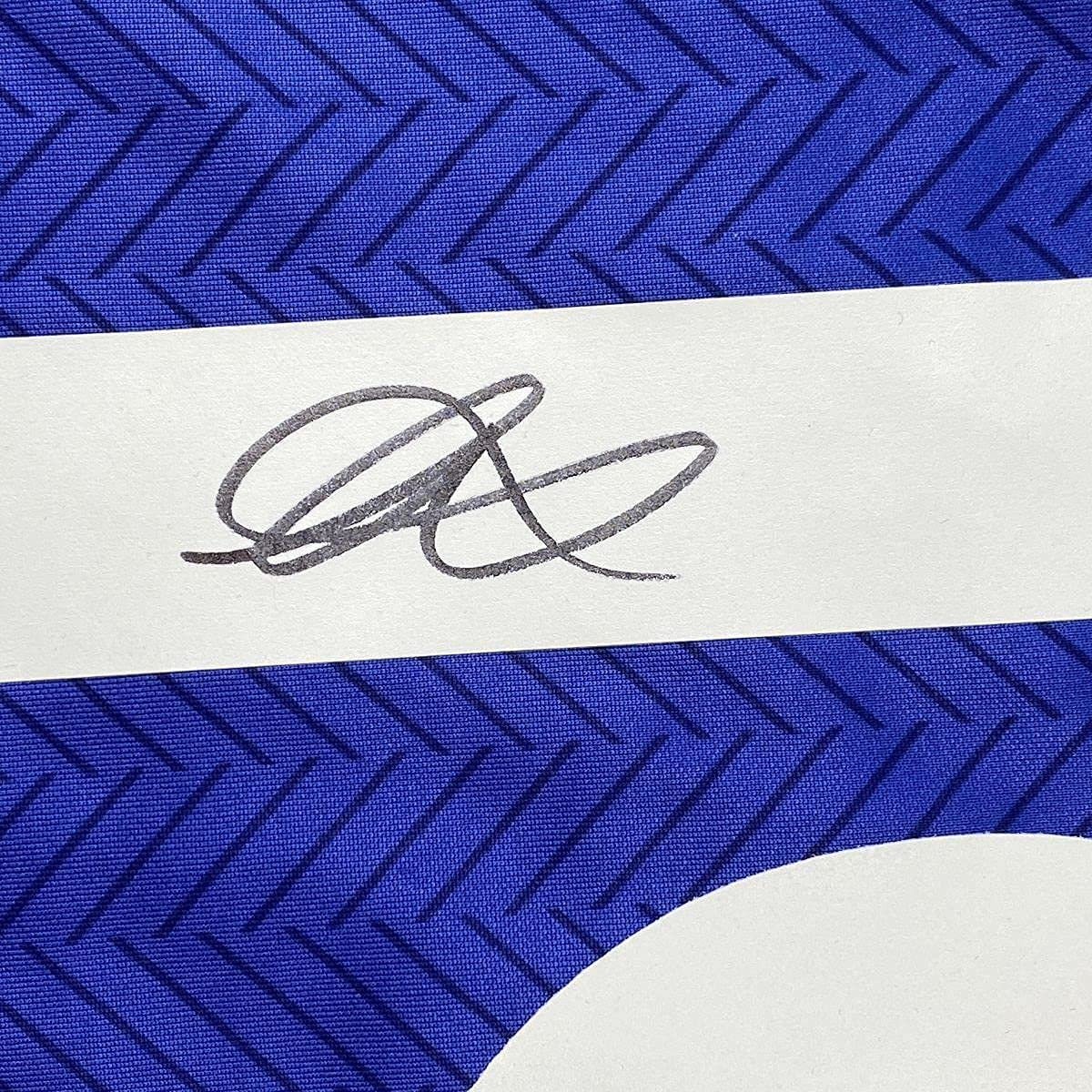 Framed Autographed/Signed Mason Mount 35x39 Chelsea FC Blue Soccer Futbol Jersey Beckett BAS COA #2 - Image 2