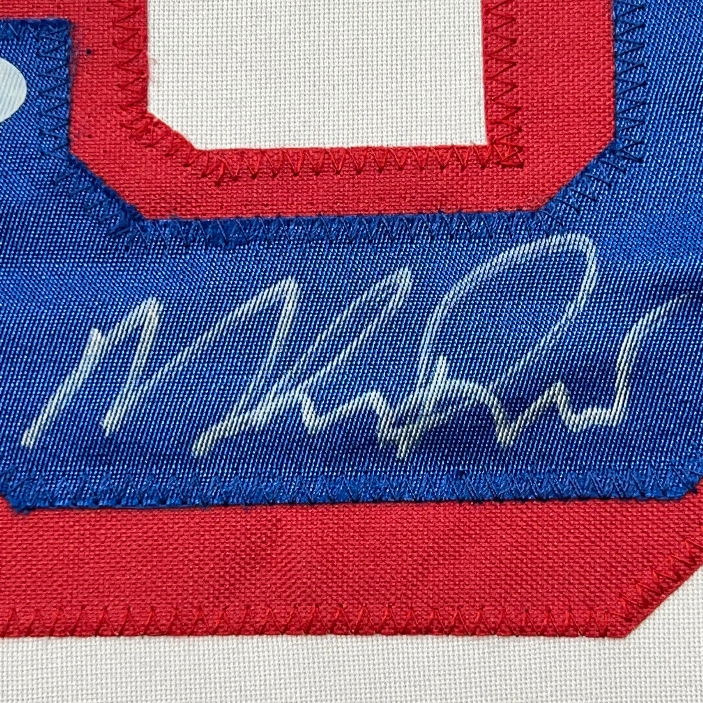 Framed Autographed/Signed Mike Richter 35x39 New York White Hockey Jersey PSA/DNA COA - Image 2