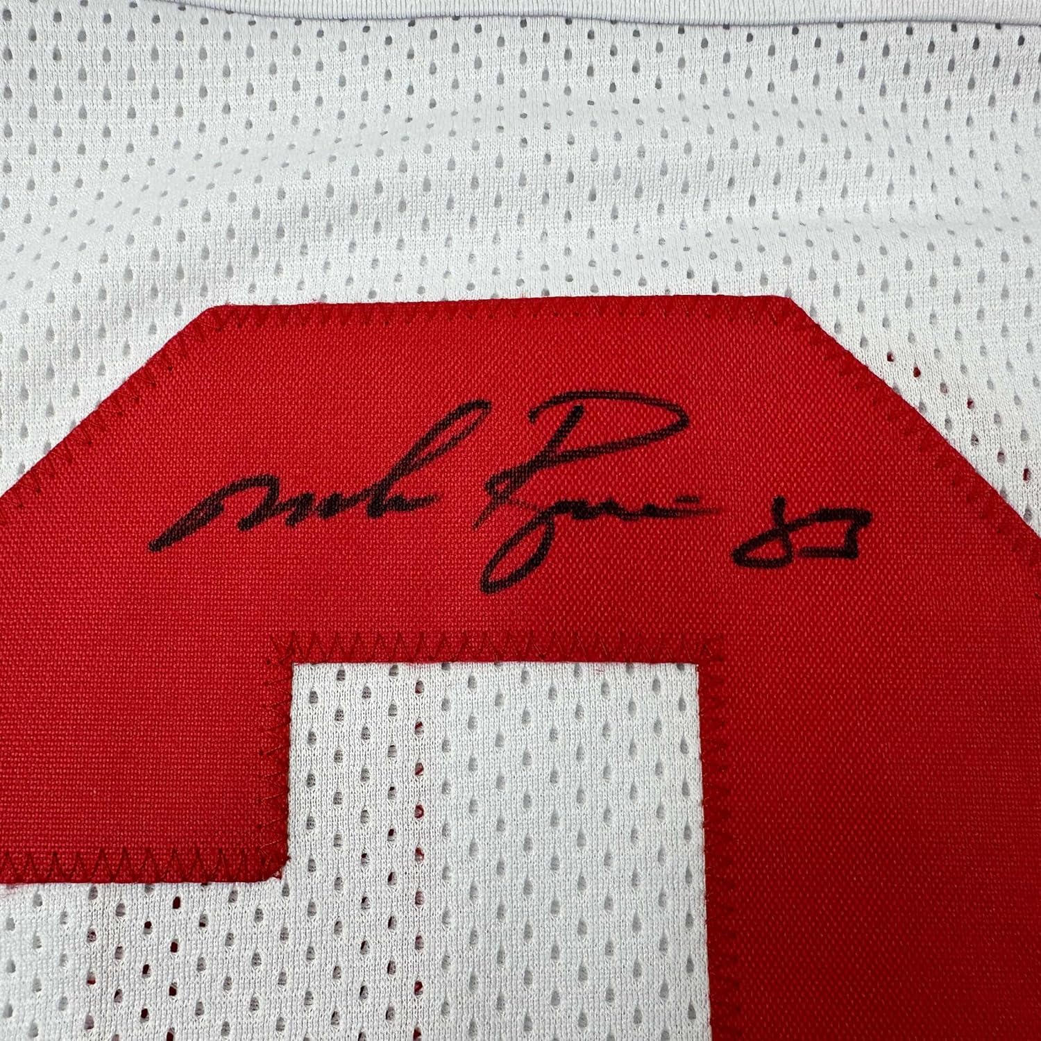 Framed Autographed/Signed Mike Rozier 35x39 Nebraska White College Football Jersey JSA COA - Image 2