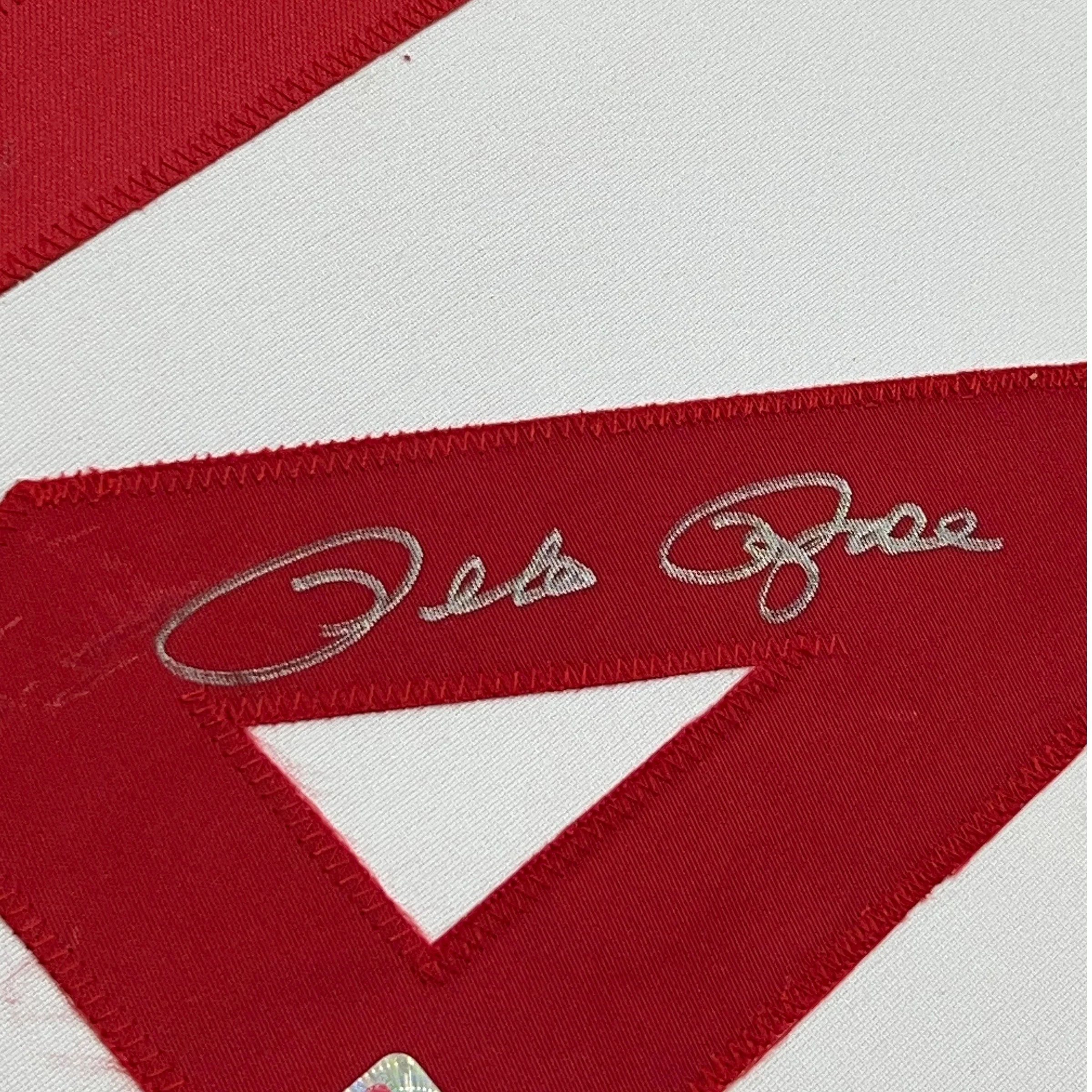 Framed Autographed/Signed Pete Rose 35x39 Cincinnati White Baseball Jersey JSA COA - Image 2