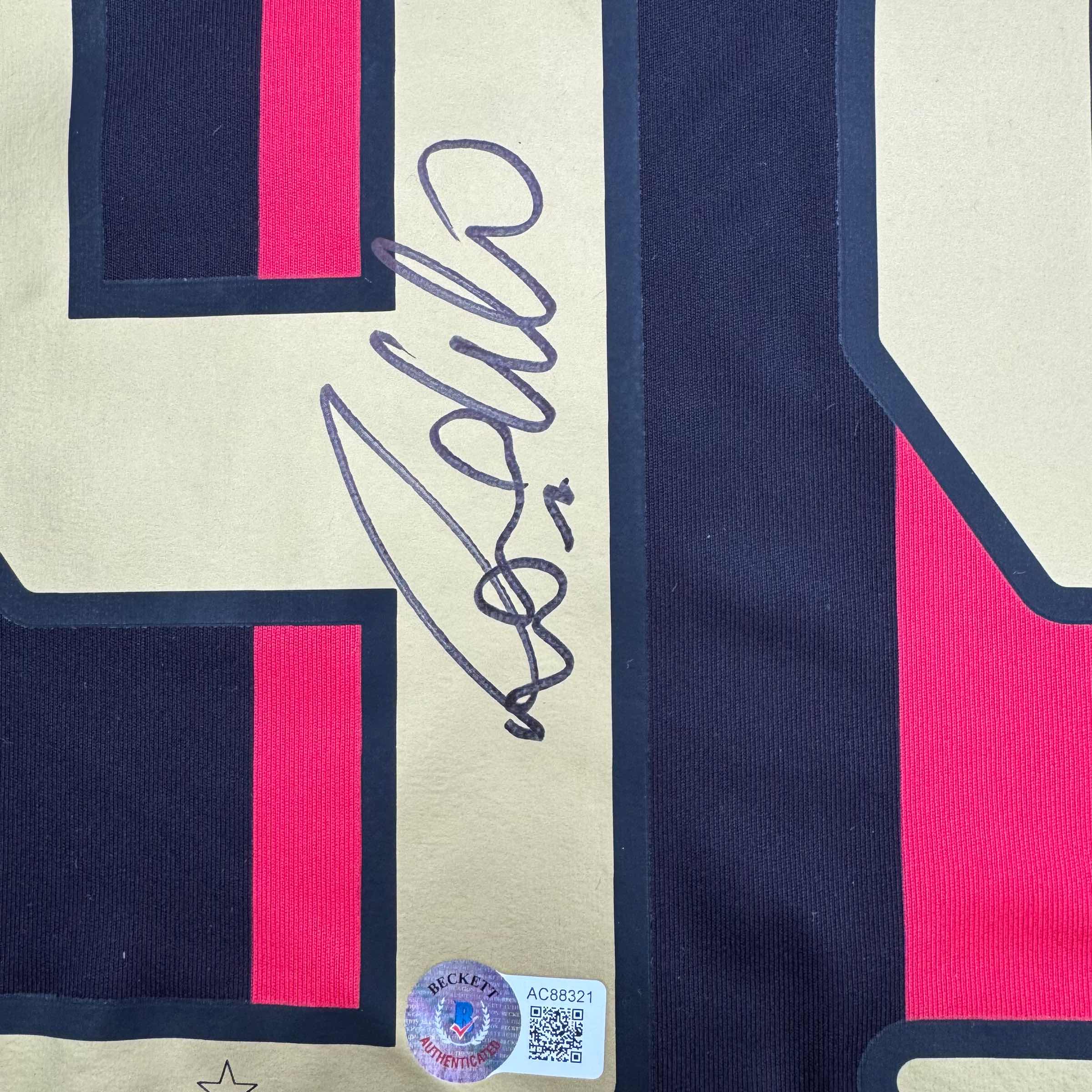 Framed Autographed/Signed Ronaldo Nazario 35x39 AC Milan Black/Red Soccer Futbol Jersey Beckett BAS COA - Image 2