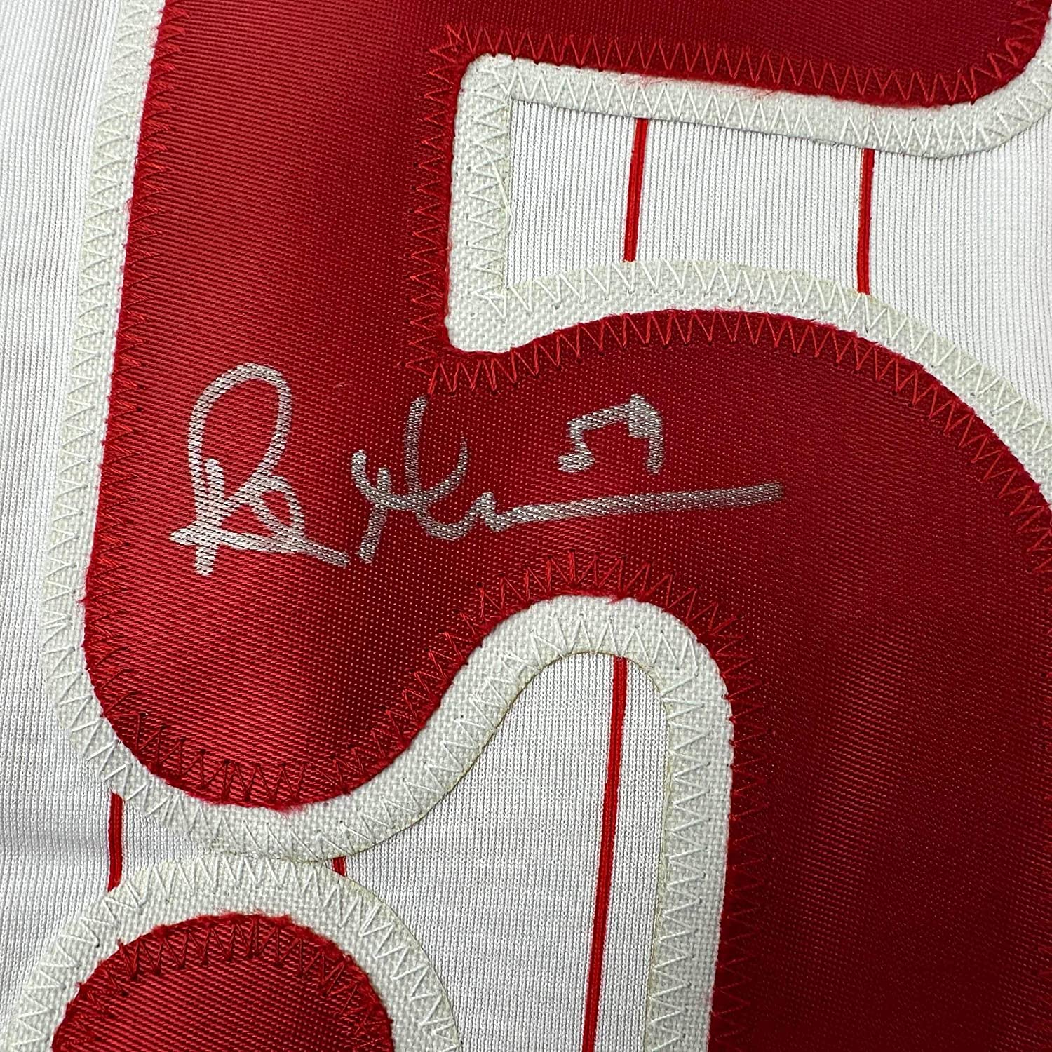 Framed Autographed/Signed Rob Thomson 35x39 Philadelphia Pinstripe Baseball Jersey Beckett BAS COA - Image 2