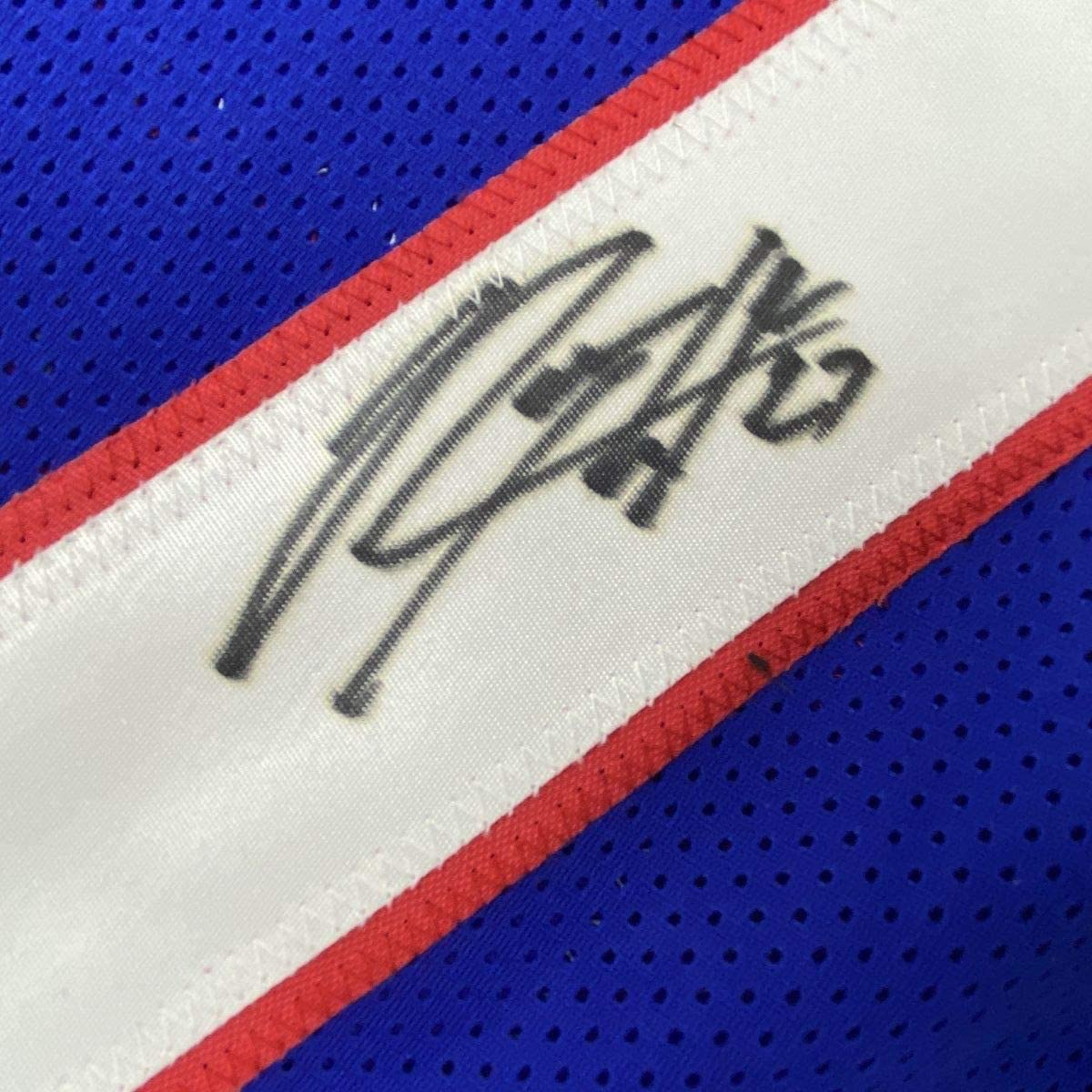 Framed Autographed/Signed Rodney Hampton 35x39 New York Blue Football Jersey JSA COA - Image 2