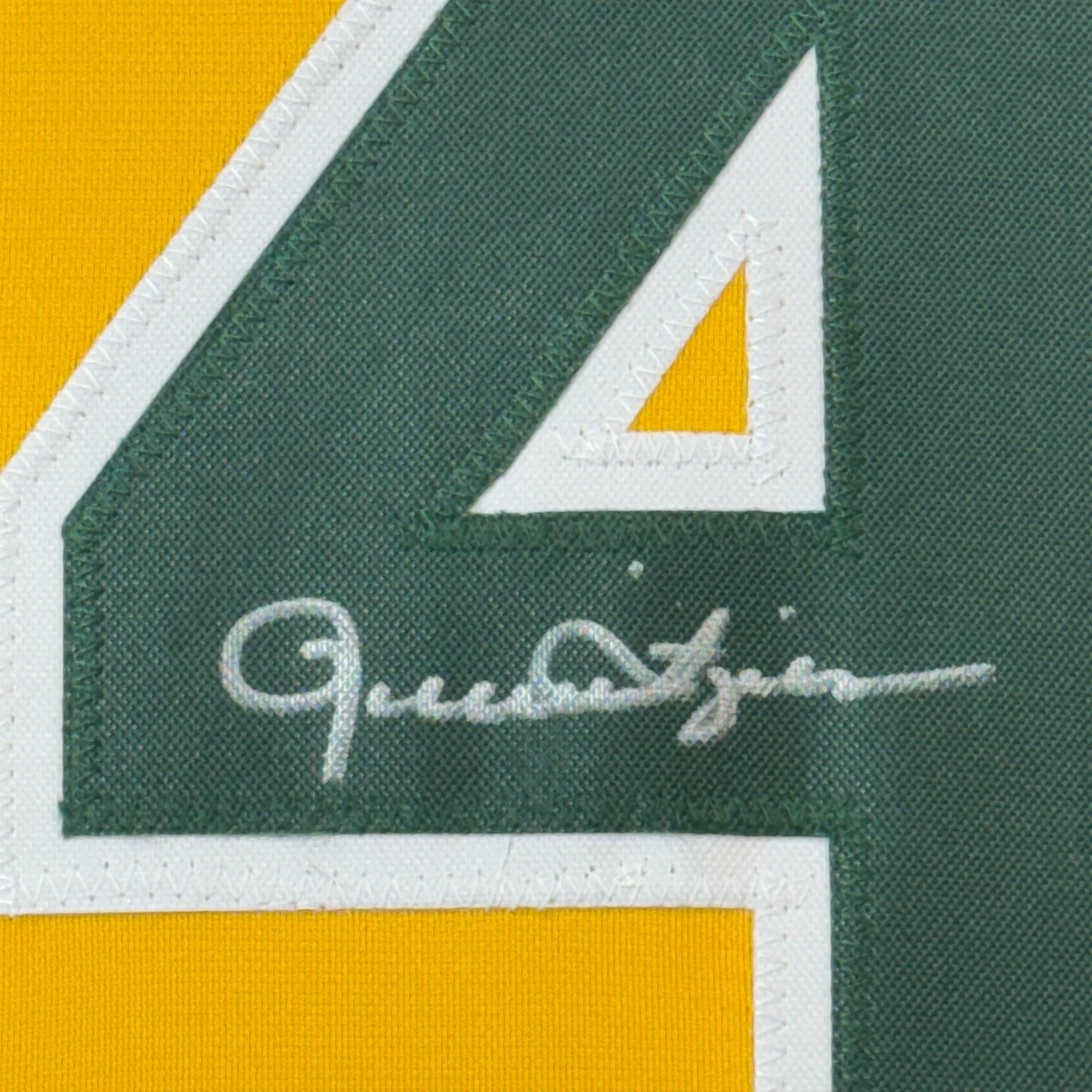 Framed Autographed/Signed Rollie Fingers 35x39 Oakland Yellow Baseball Jersey JSA COA - Image 2
