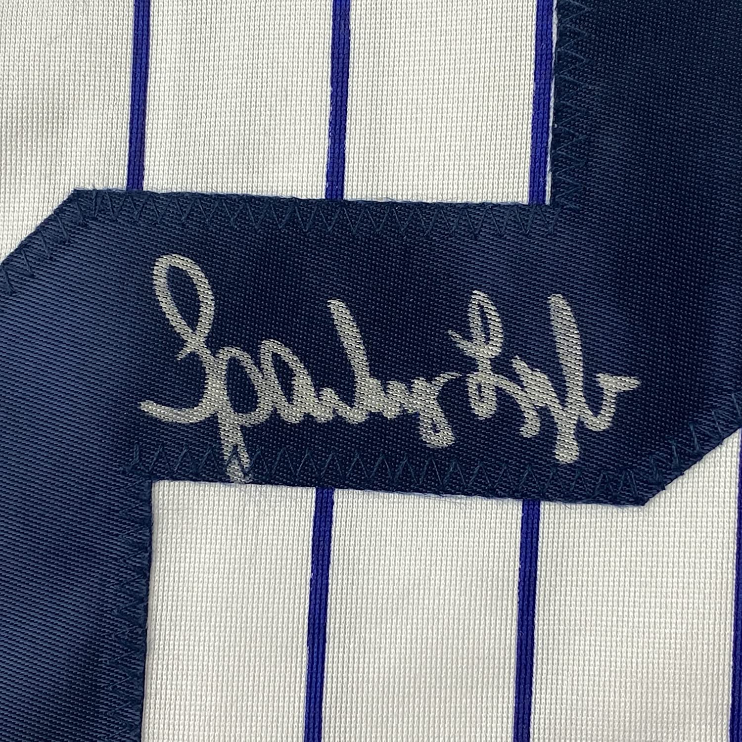 Framed Autographed/Signed Sparky Lyle 35x39 New York Pinstripe Baseball Jersey JSA COA - Image 2