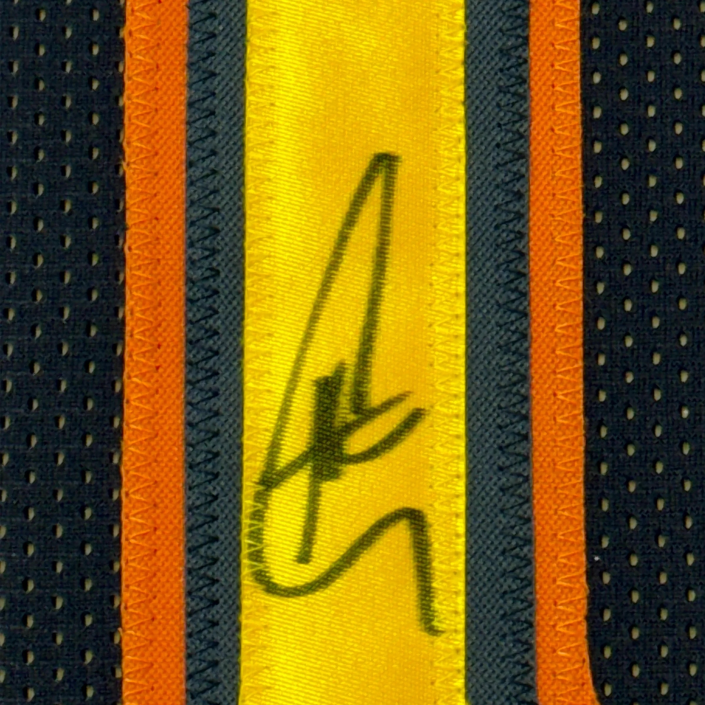 Framed Autographed/Signed Stephen Steph Curry 35x39 Golden State Navy Blue Throwback Basketball Jersey JSA COA - Image 2