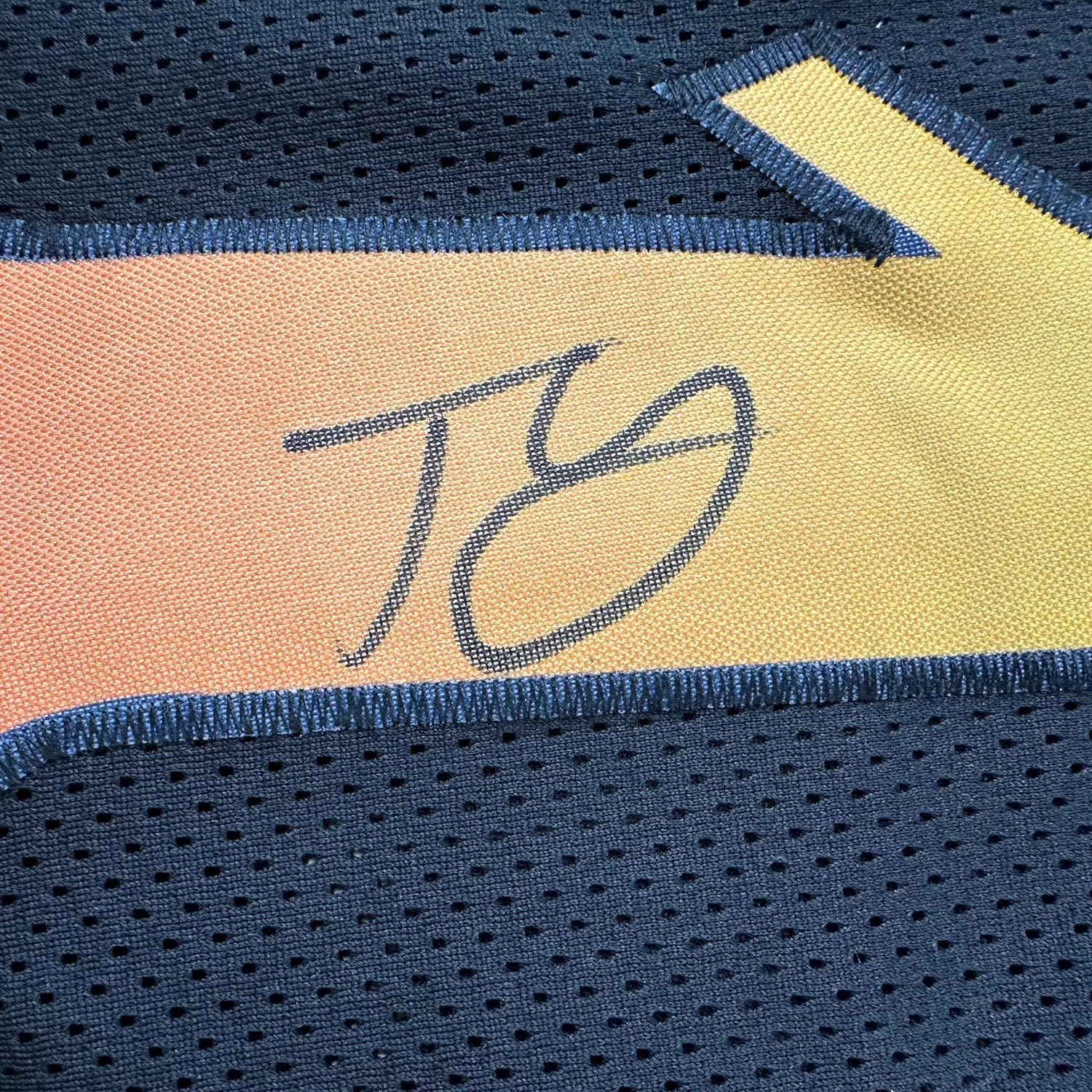Framed Autographed/Signed Trae Young 35x39 Atlanta Black City Edition Basketball Jersey JSA COA - Image 2