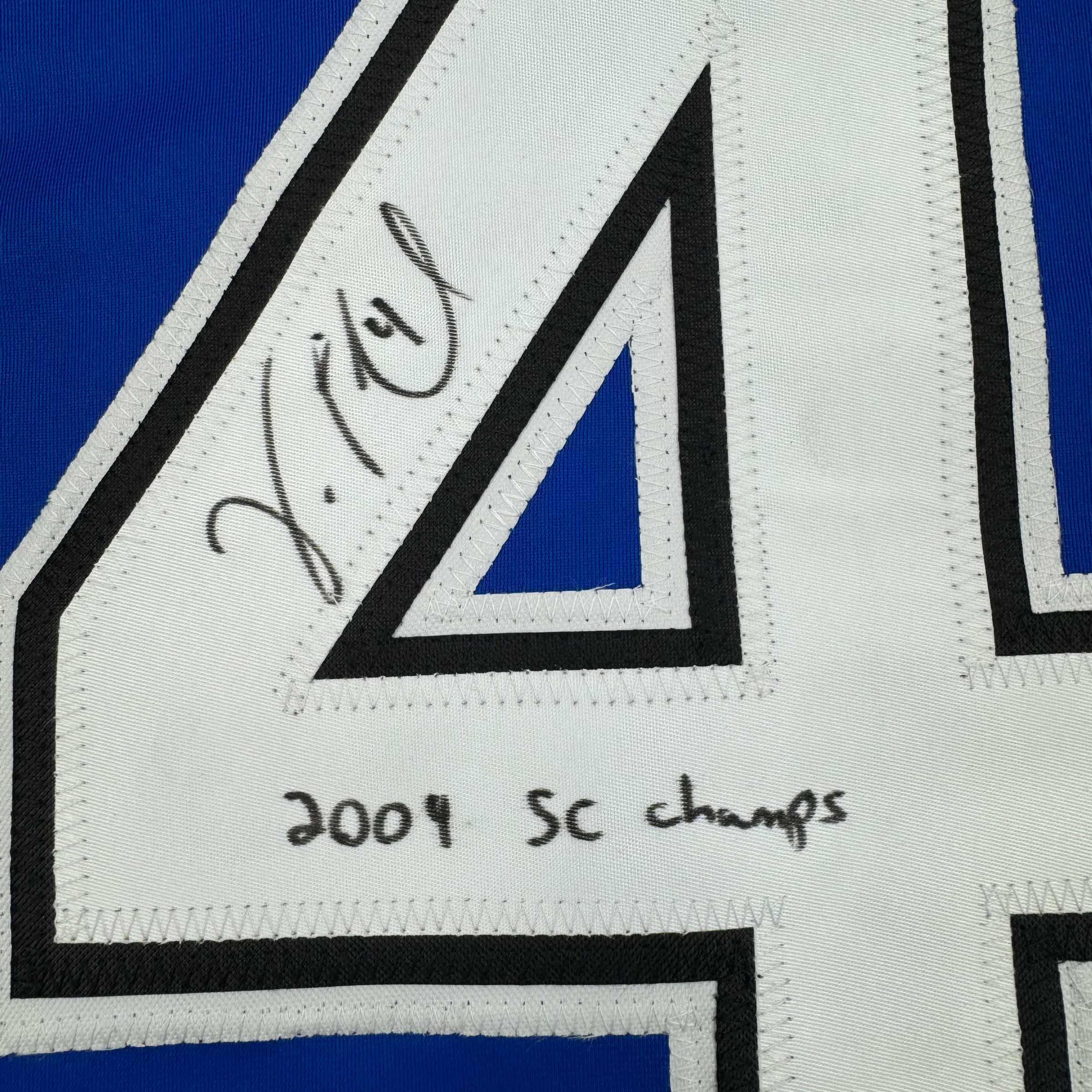 Framed Autographed/Signed Vincent Lecavalier 2004 SC Champs 35x39 Tampa Bay Blue Hockey Jersey JSA COA - Image 2