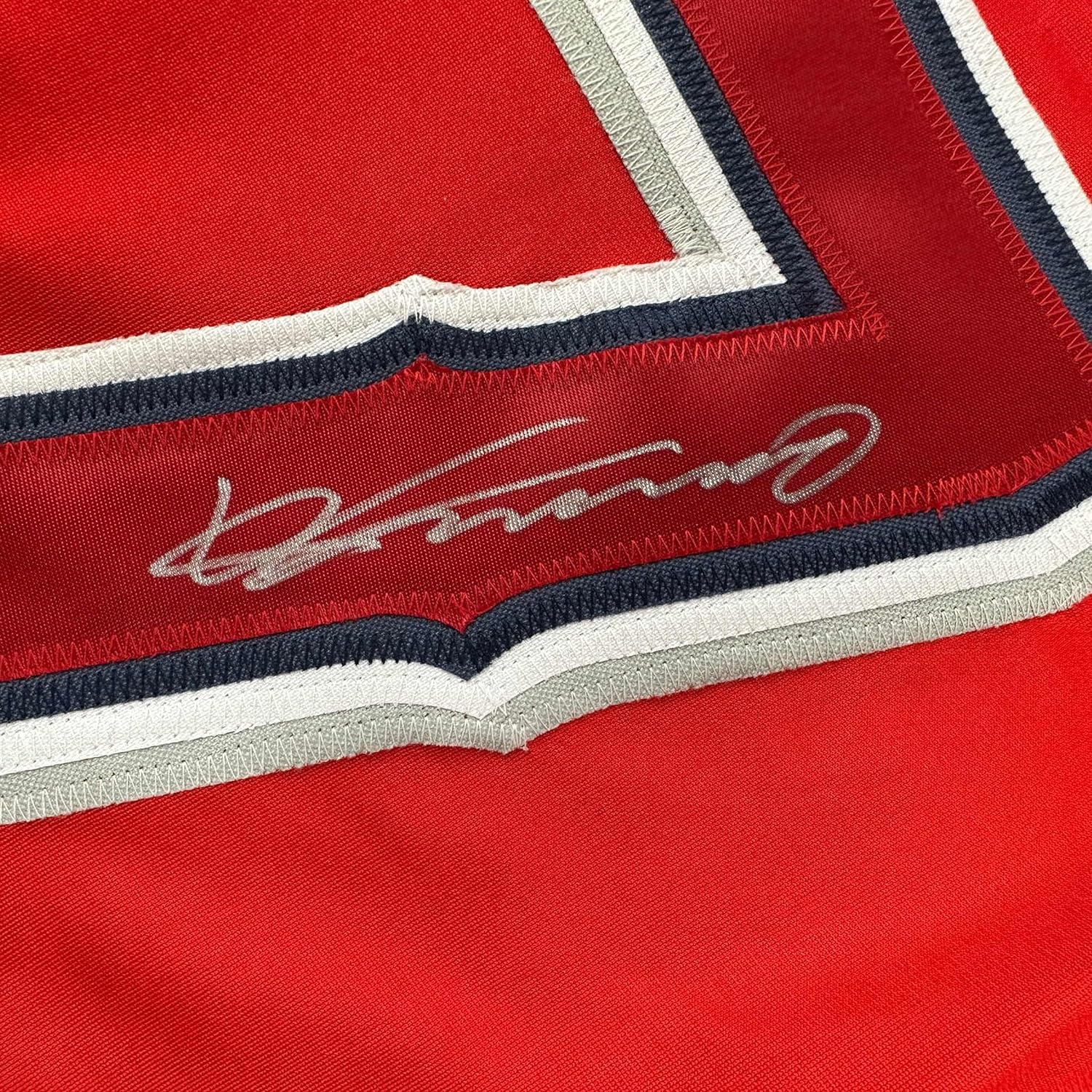 Framed Autographed/Signed Vladimir Vlad Guerrero 35x39 Los Angeles LA Anaheim Red Baseball Jersey Beckett BAS COA - Image 2