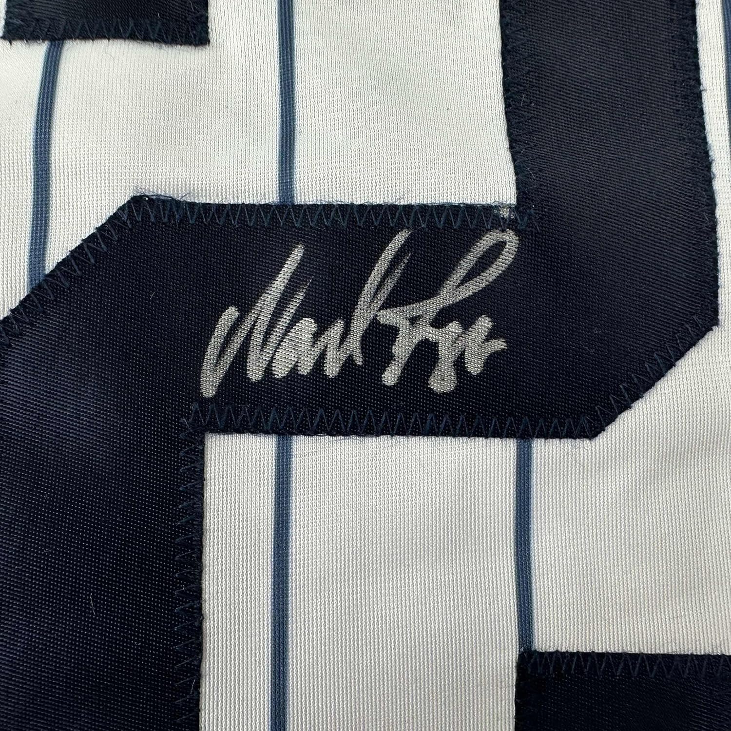 Framed Autographed/Signed Wade Boggs 35x39 New York Pinstripe Baseball Jersey Beckett BAS COA - Image 2
