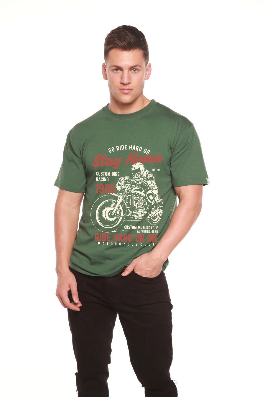 Go Ride Hard Men's Bamboo Viscose/Organic Cotton Short Sleeve Graphic T-Shirt - Image 10