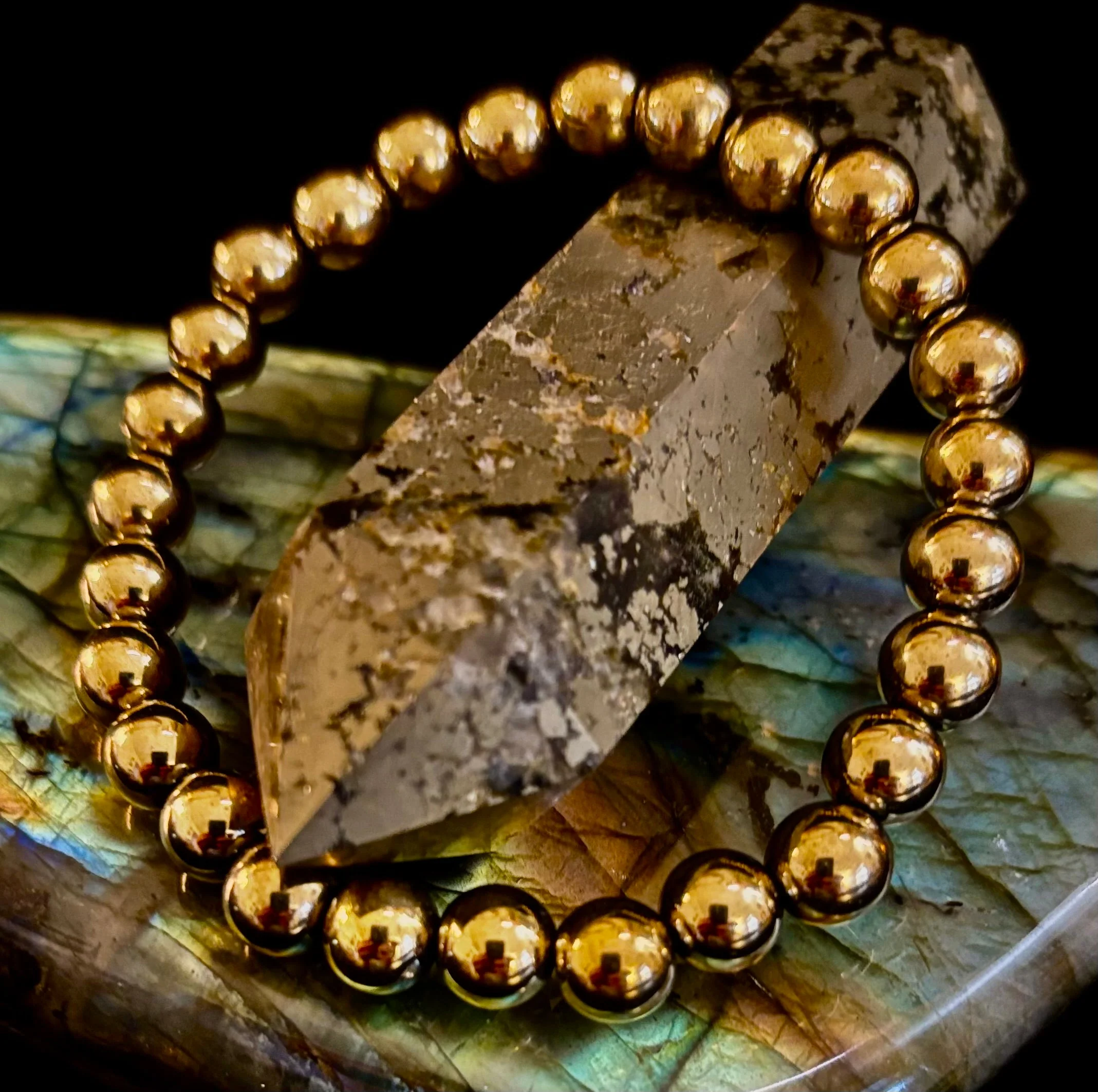 Golden Hematite Healing Bracelet β Strength β’ Confidence β’ Balance (8mm or 10mm, Medium Wrists) - Image 12