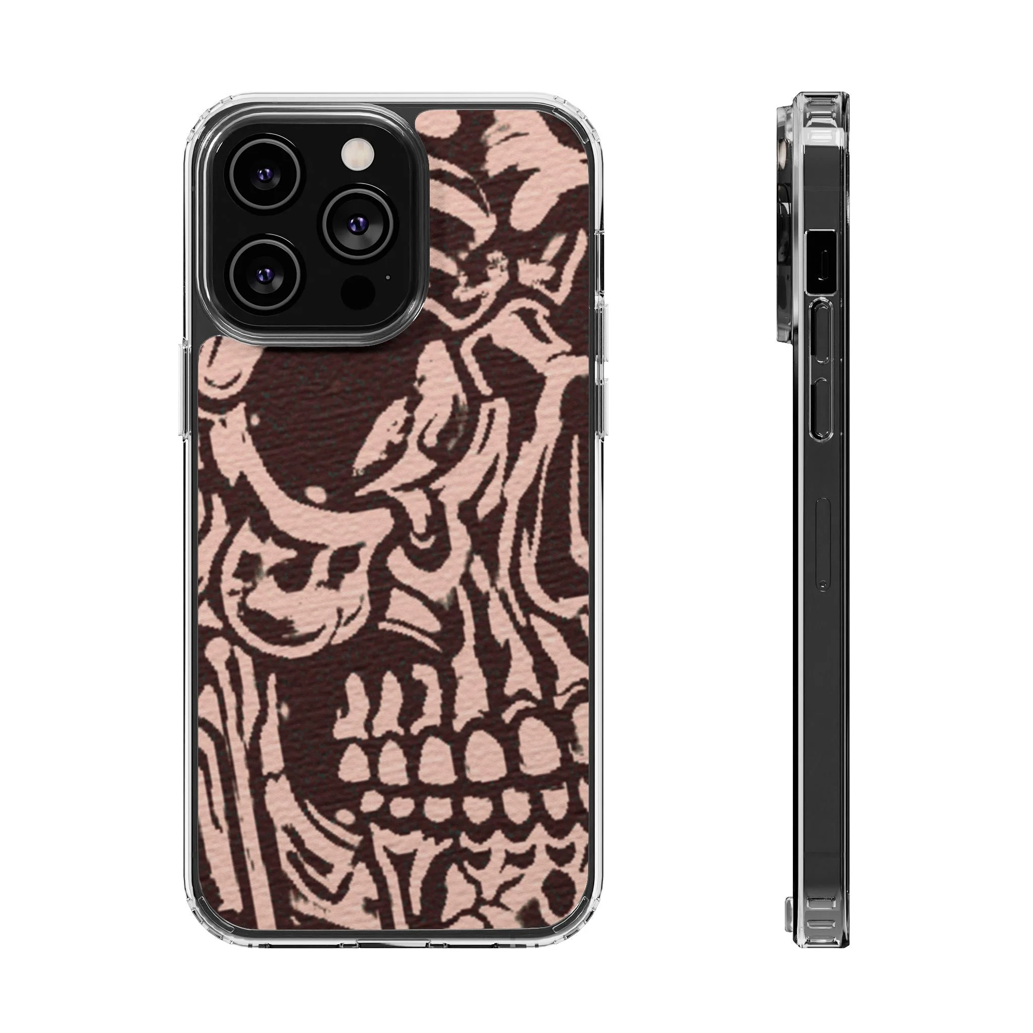 Gothic Abstract Skull Clear Phone Case - Image 16