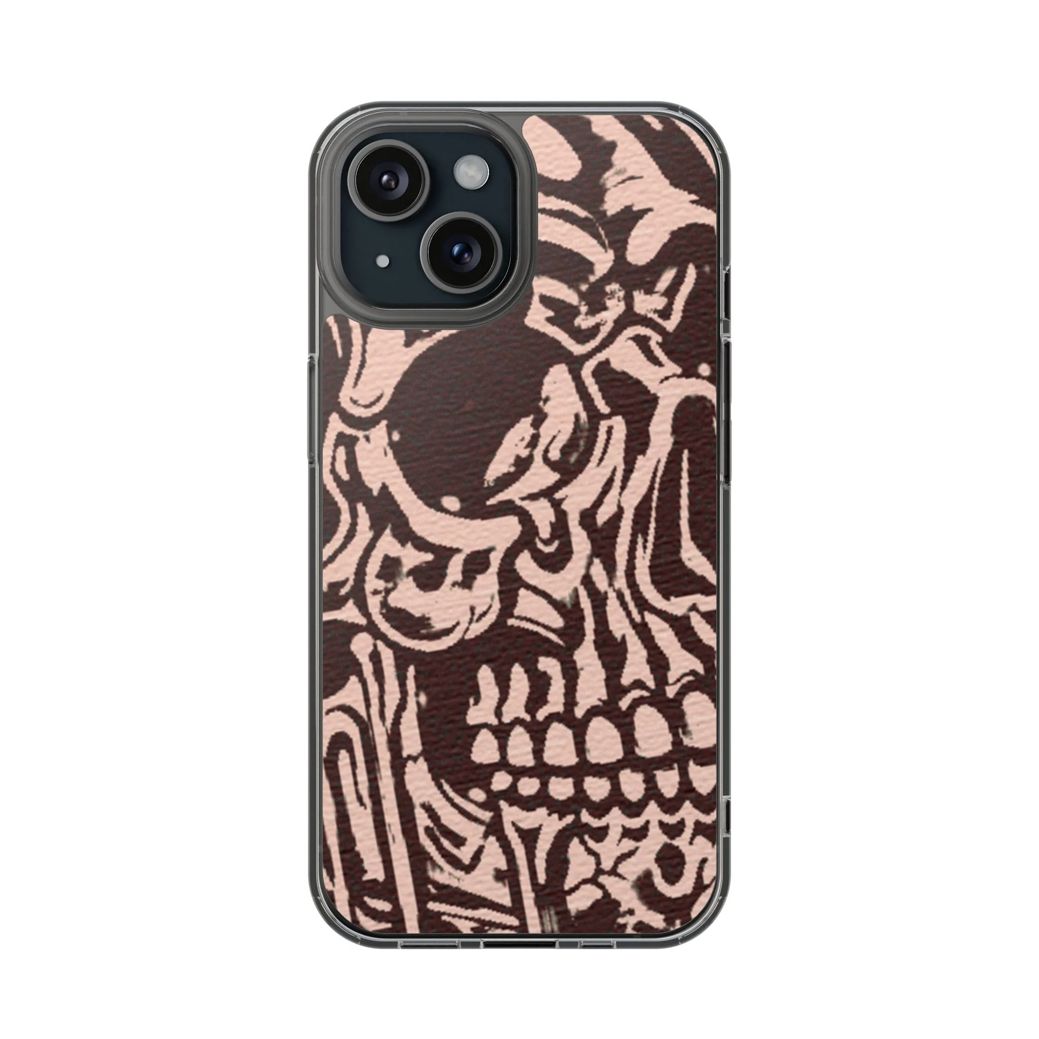 Gothic Abstract Skull Clear Phone Case - Image 2