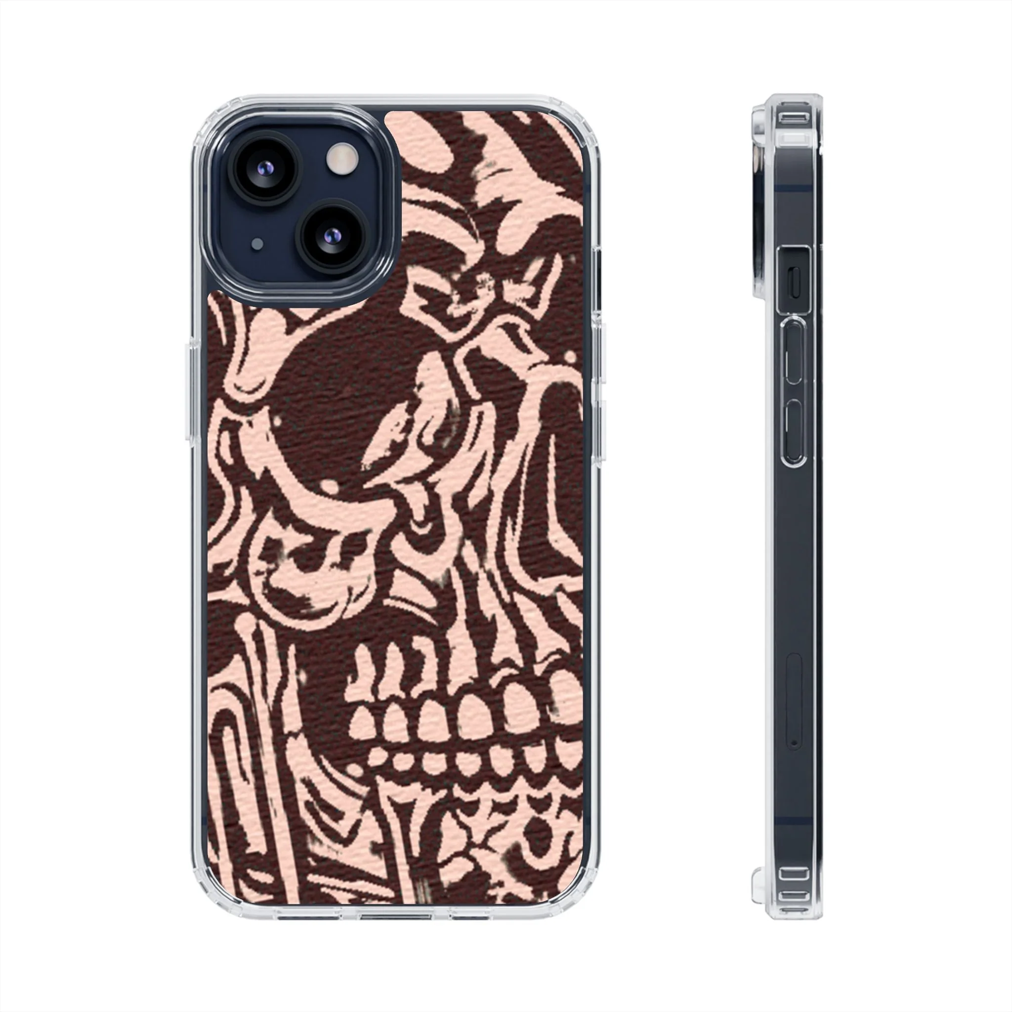 Gothic Abstract Skull Clear Phone Case - Image 3