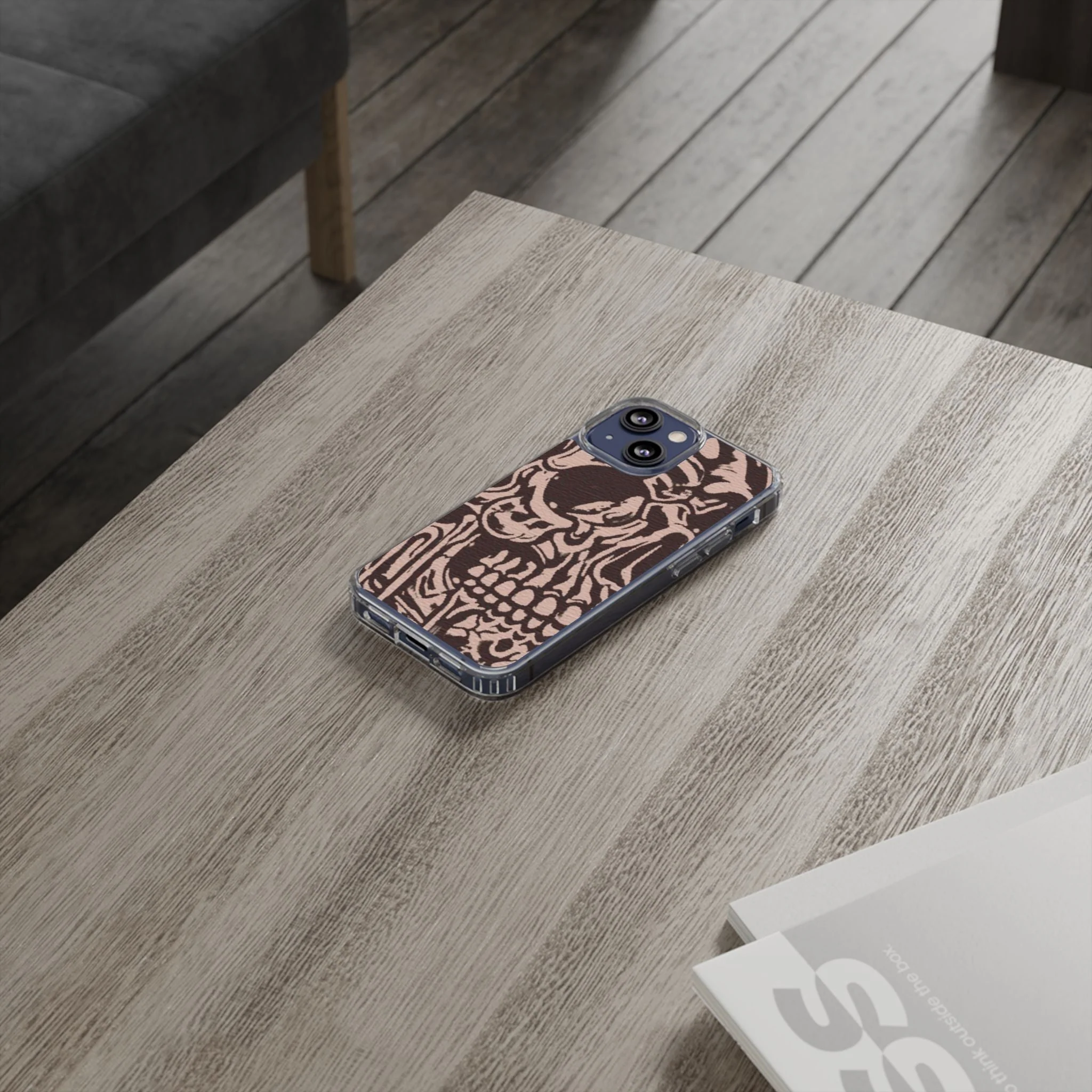 Gothic Abstract Skull Clear Phone Case - Image 32