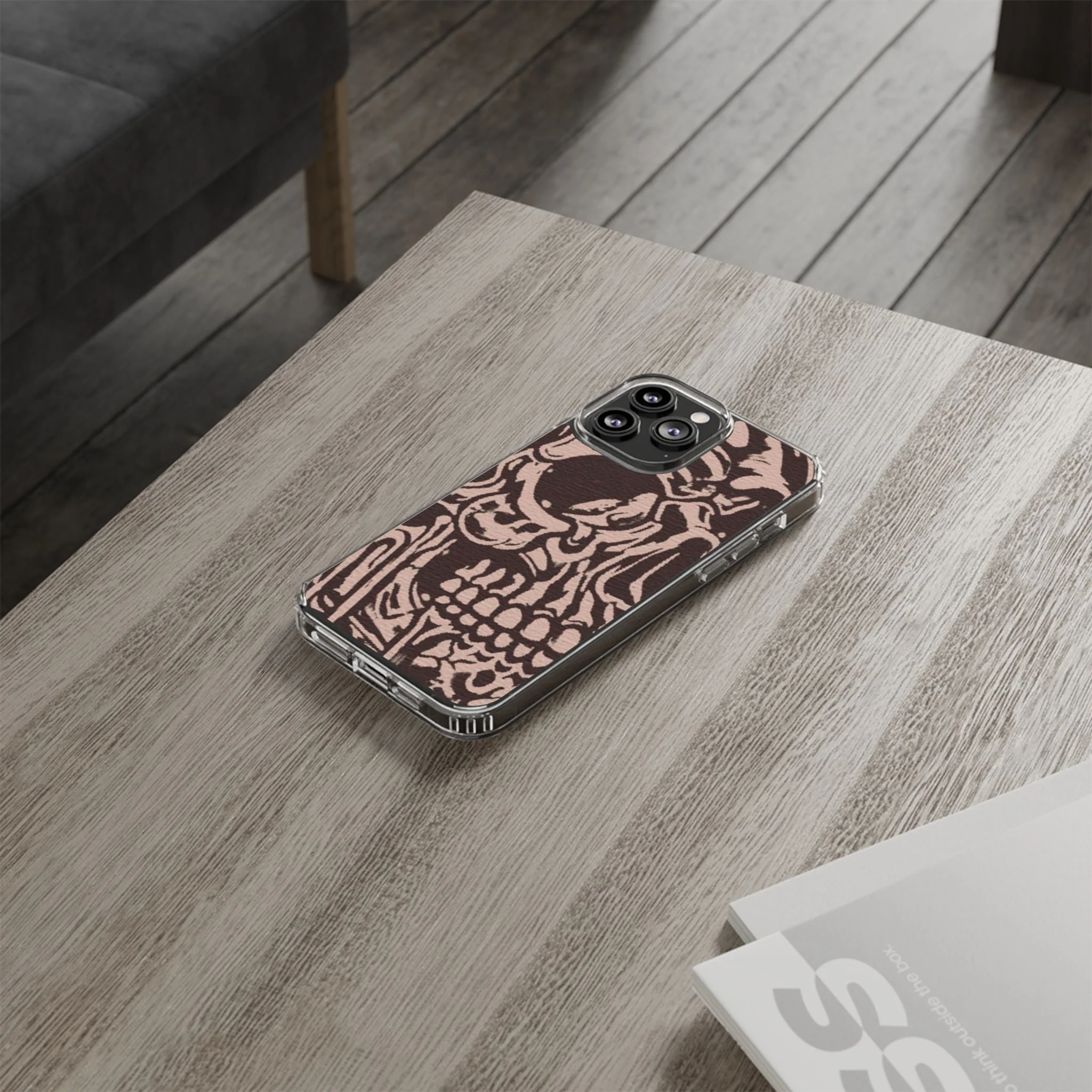 Gothic Abstract Skull Clear Phone Case - Image 36