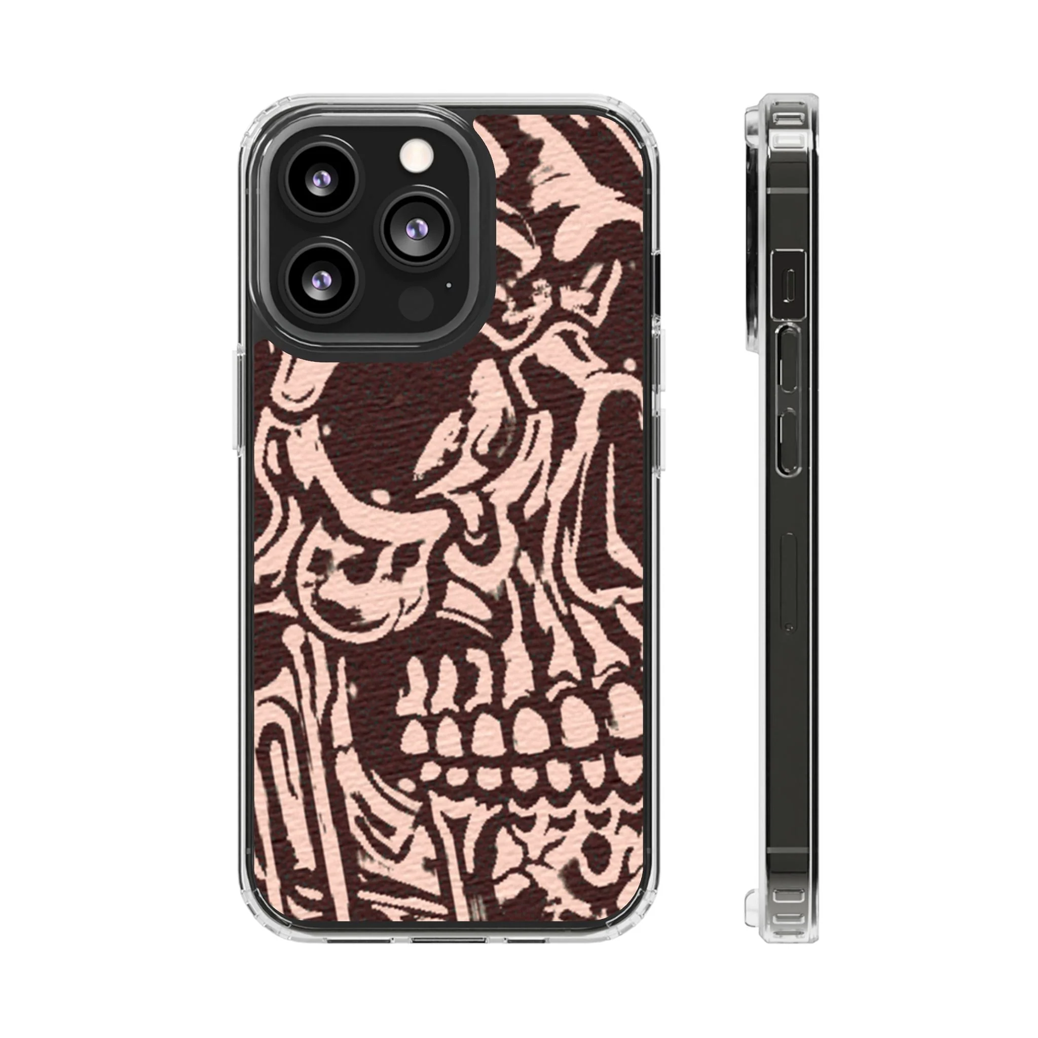 Gothic Abstract Skull Clear Phone Case - Image 4