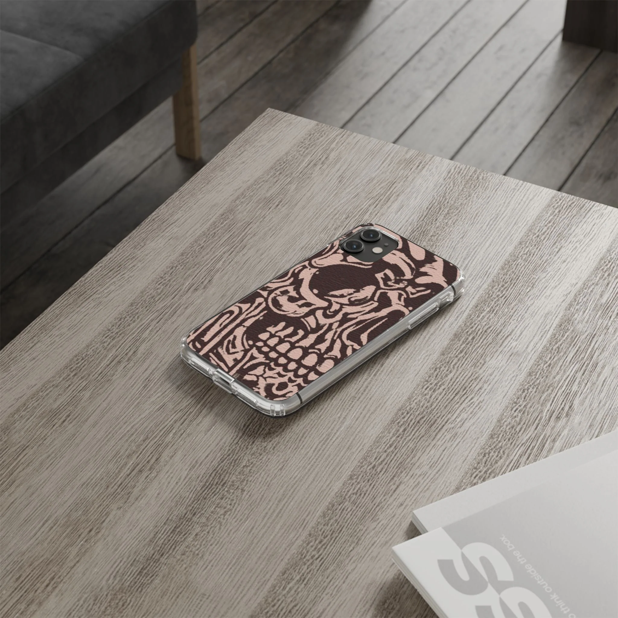 Gothic Abstract Skull Clear Phone Case - Image 46