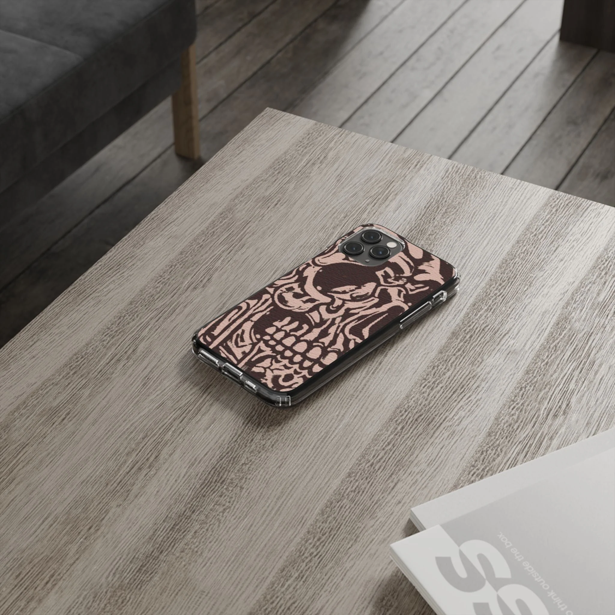 Gothic Abstract Skull Clear Phone Case - Image 48