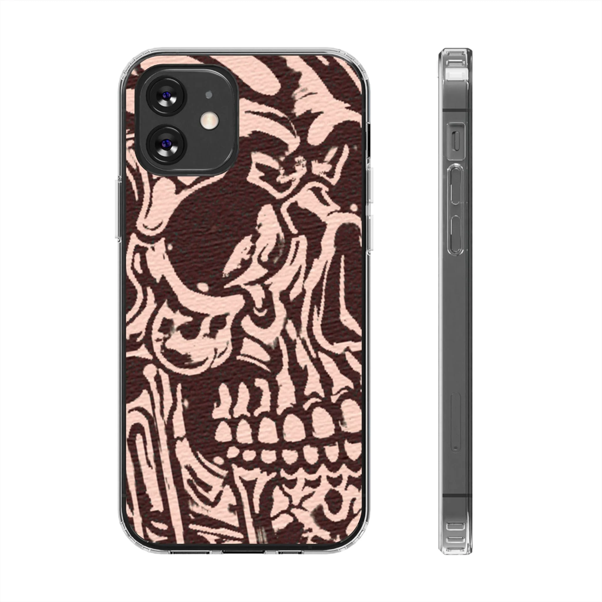 Gothic Abstract Skull Clear Phone Case - Image 6