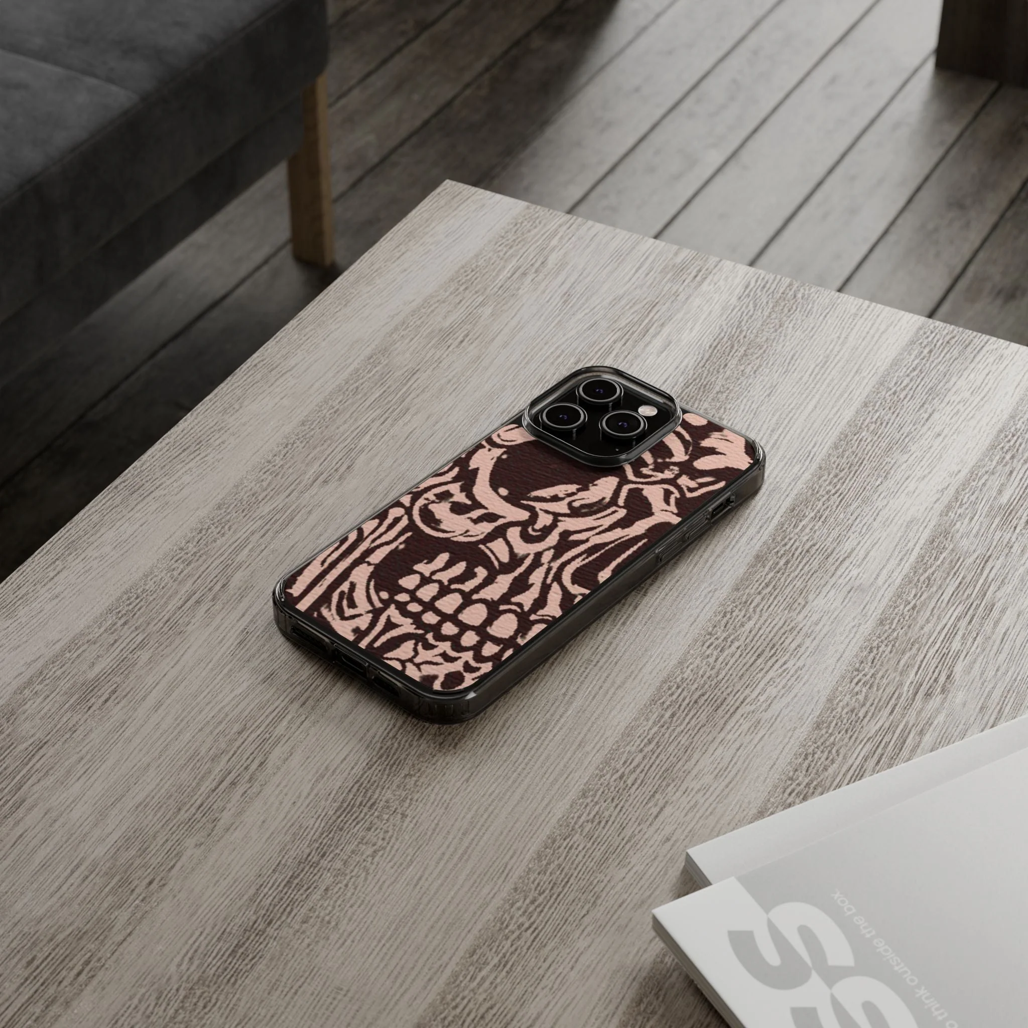 Gothic Abstract Skull Clear Phone Case - Image 61