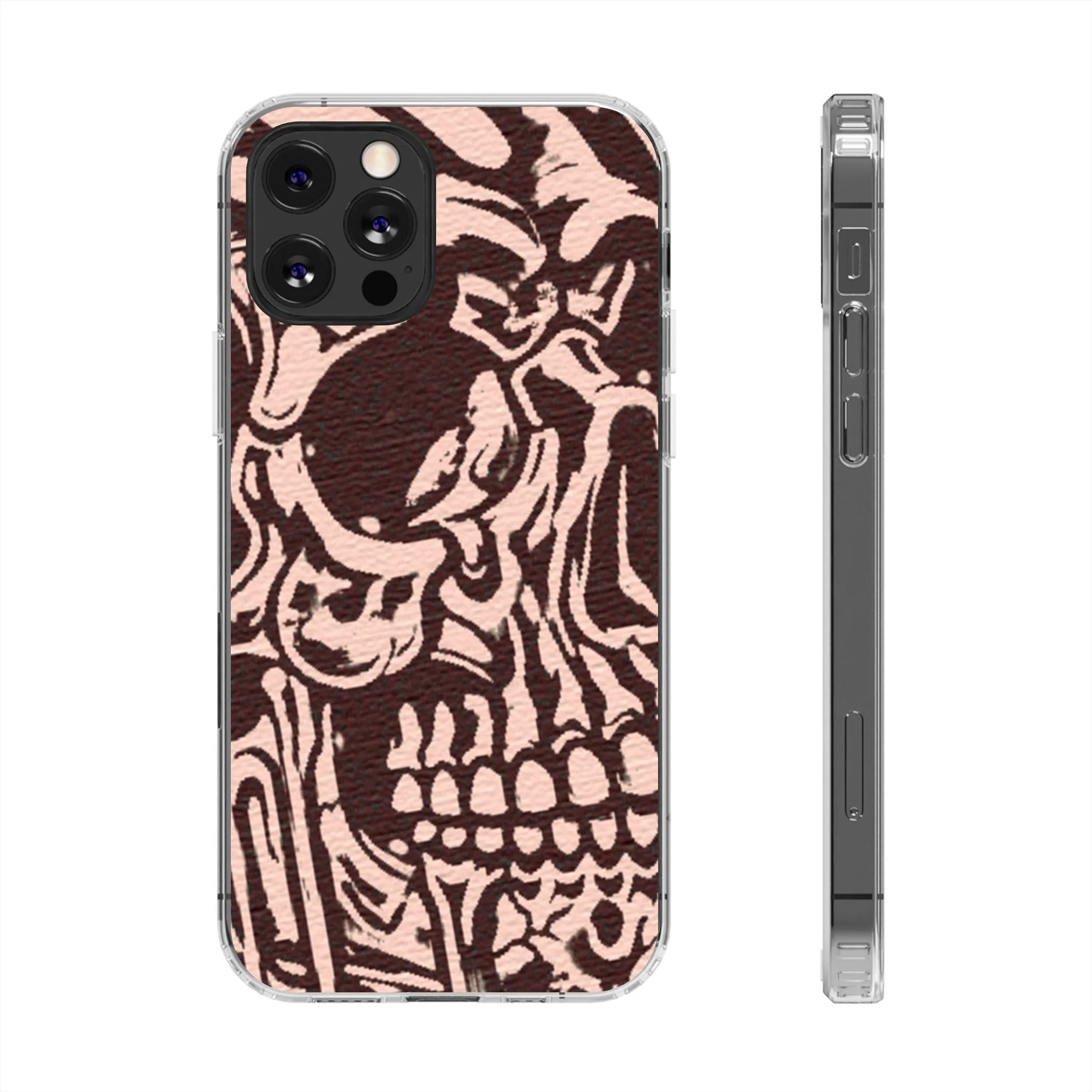 Gothic Abstract Skull Clear Phone Case - Image 8