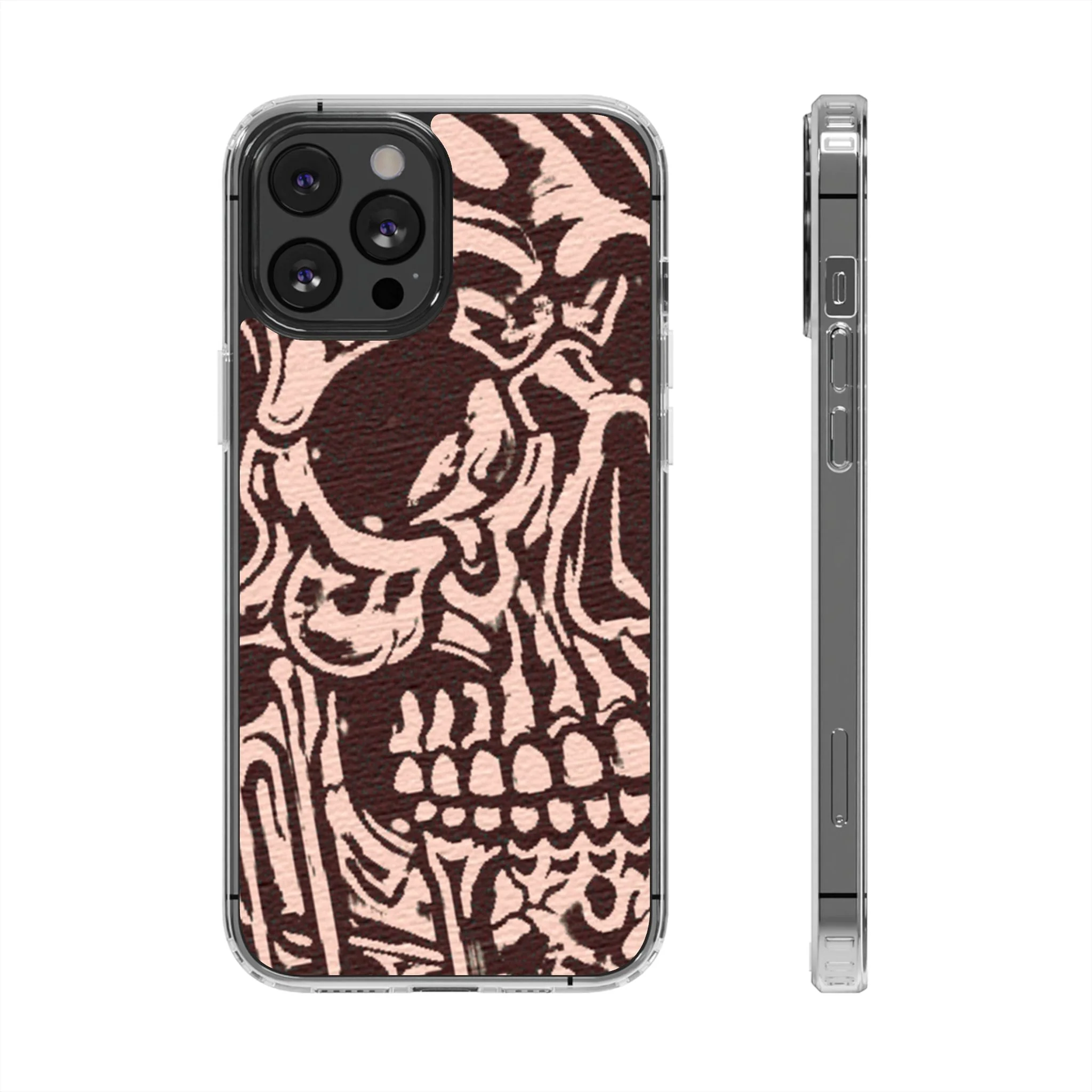 Gothic Abstract Skull Clear Phone Case - Image 9