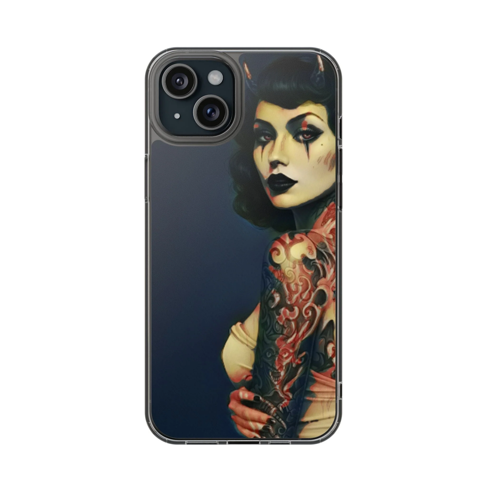 Gothic Devilish Tattooed Beauty Clear Phone Case - Image 11