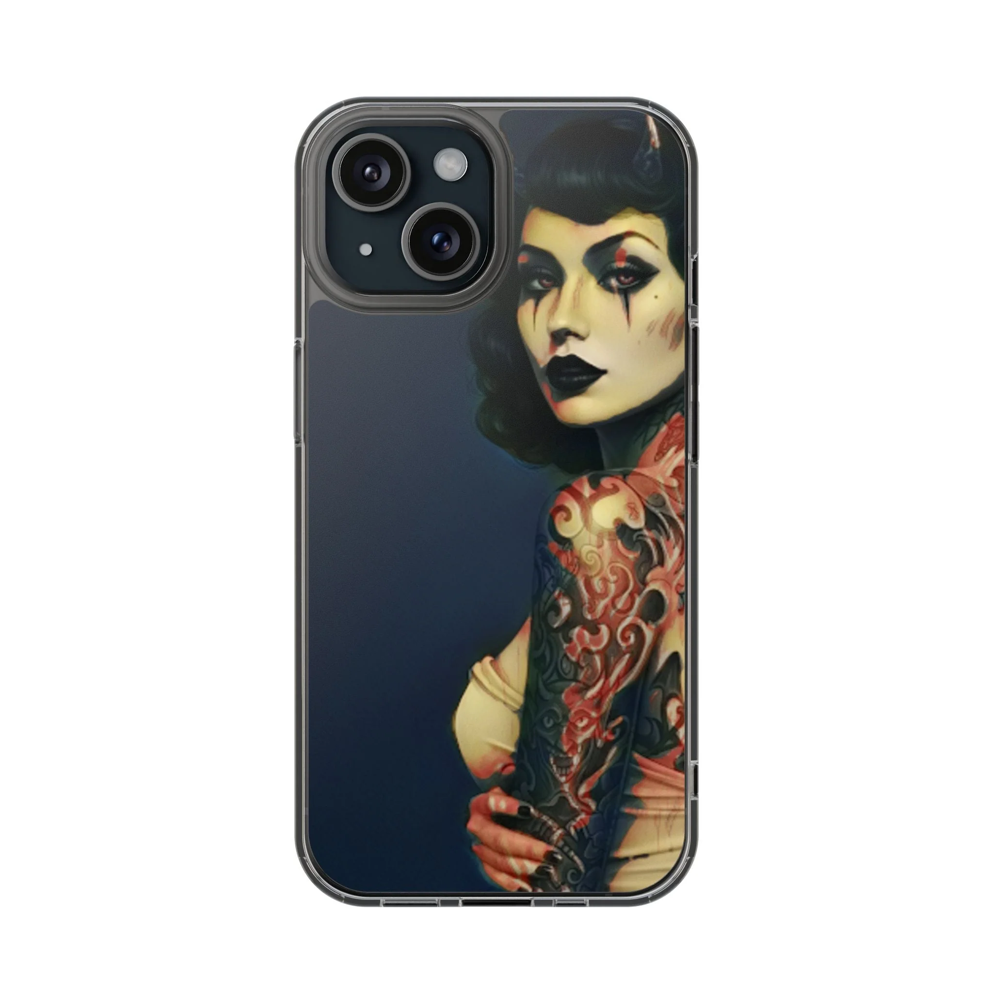Gothic Devilish Tattooed Beauty Clear Phone Case - Image 2